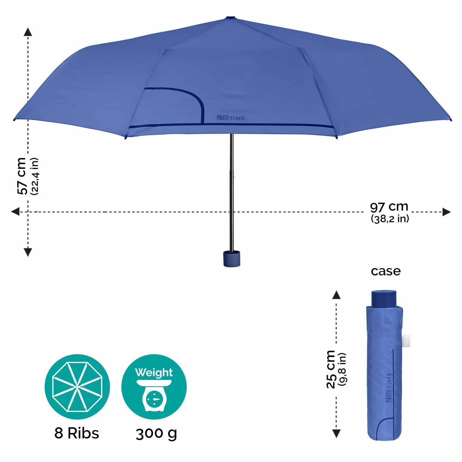 Mała Parasolka Damska Składana Wiatroodporna - Kompaktowa Kolorowy z Manualny System Otwierania Dziewczynka - Mini Parasol Podróżny Włókna Szklanego - Średnica 97 cm - Perletti