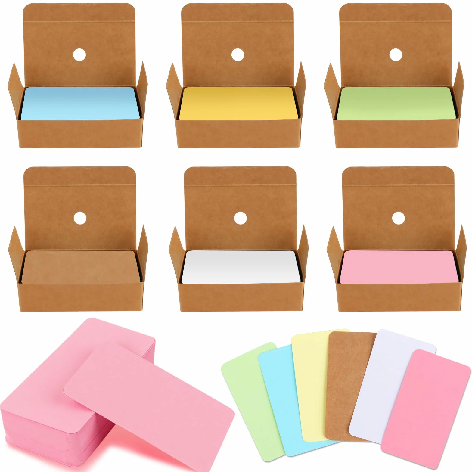 600 sztuk pustych kartek z papieru typu kraft, kolorowy papier, wizytówki, karty do nauki, karty do gry, słownictwo, karty flashcards