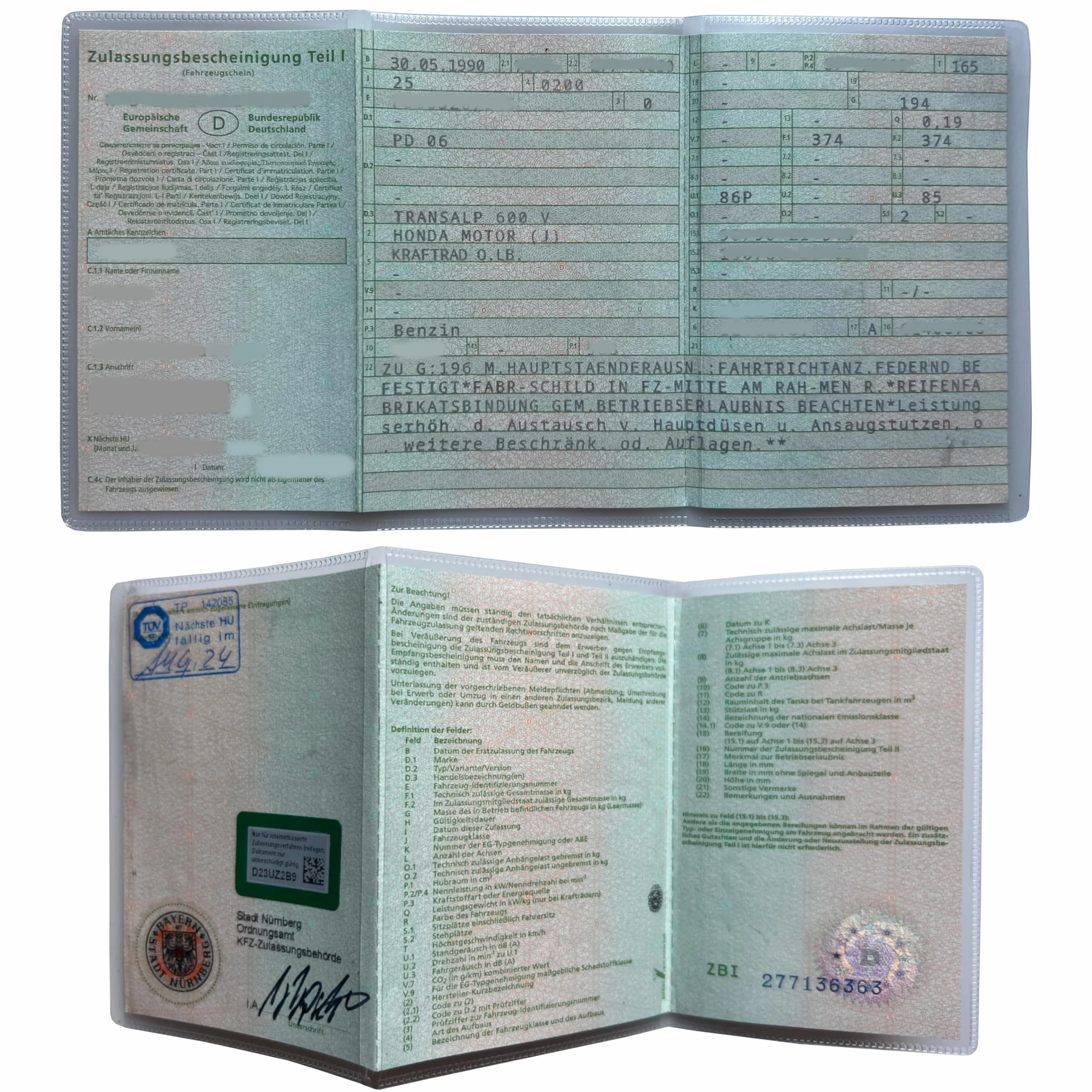 Etui premium na dokumenty rejestracyjne samochodu, przezroczyste, otwierane, przezroczysty, Für deutsche Fahrzeugscheine, Klasyczny