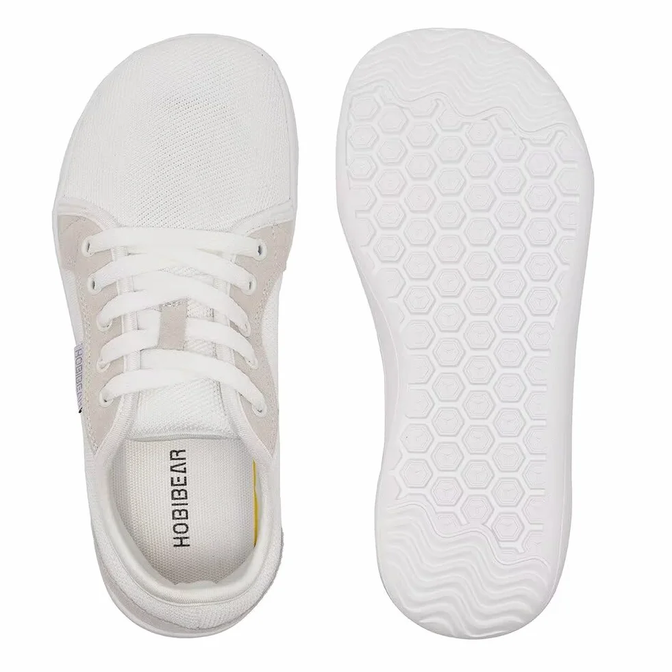 HOBIBEAR Unisex szerokie buty do chodzenia boso dla mężczyzn i kobiet, do biegania w terenie, minimalistyczne, lekkie i oddychające, biały, 42 EU