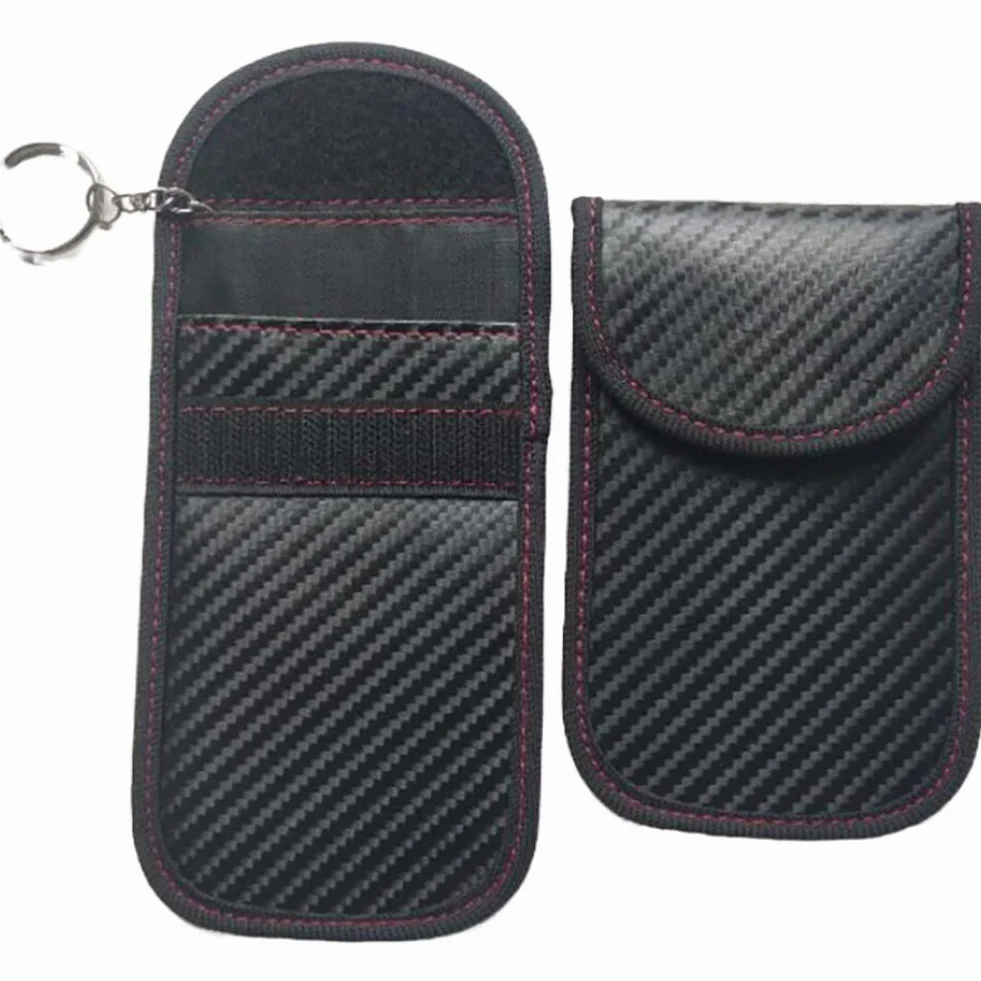 Alnicov 2-pak etui na kluczyki samochodowe, torba antykradzieżowa, woreczek z haczykiem zabezpieczającym brelok, etui blokujące sygnał kluczyka samochodowego RFID (M)