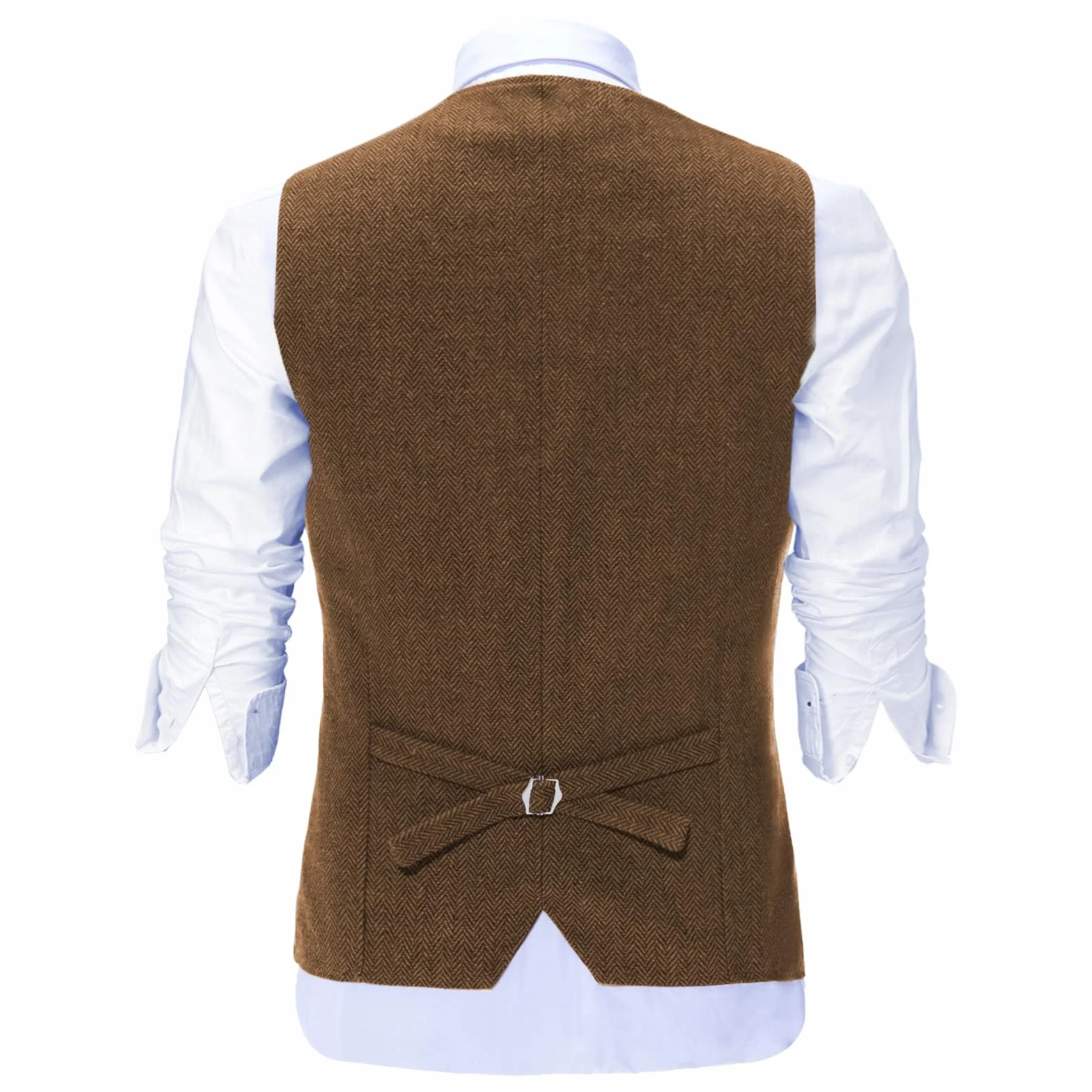 Solovedress Męska kamizelka z wełny w jodełkę, kamizelka, dekolt w serek, tweed, kamizelka na wesele