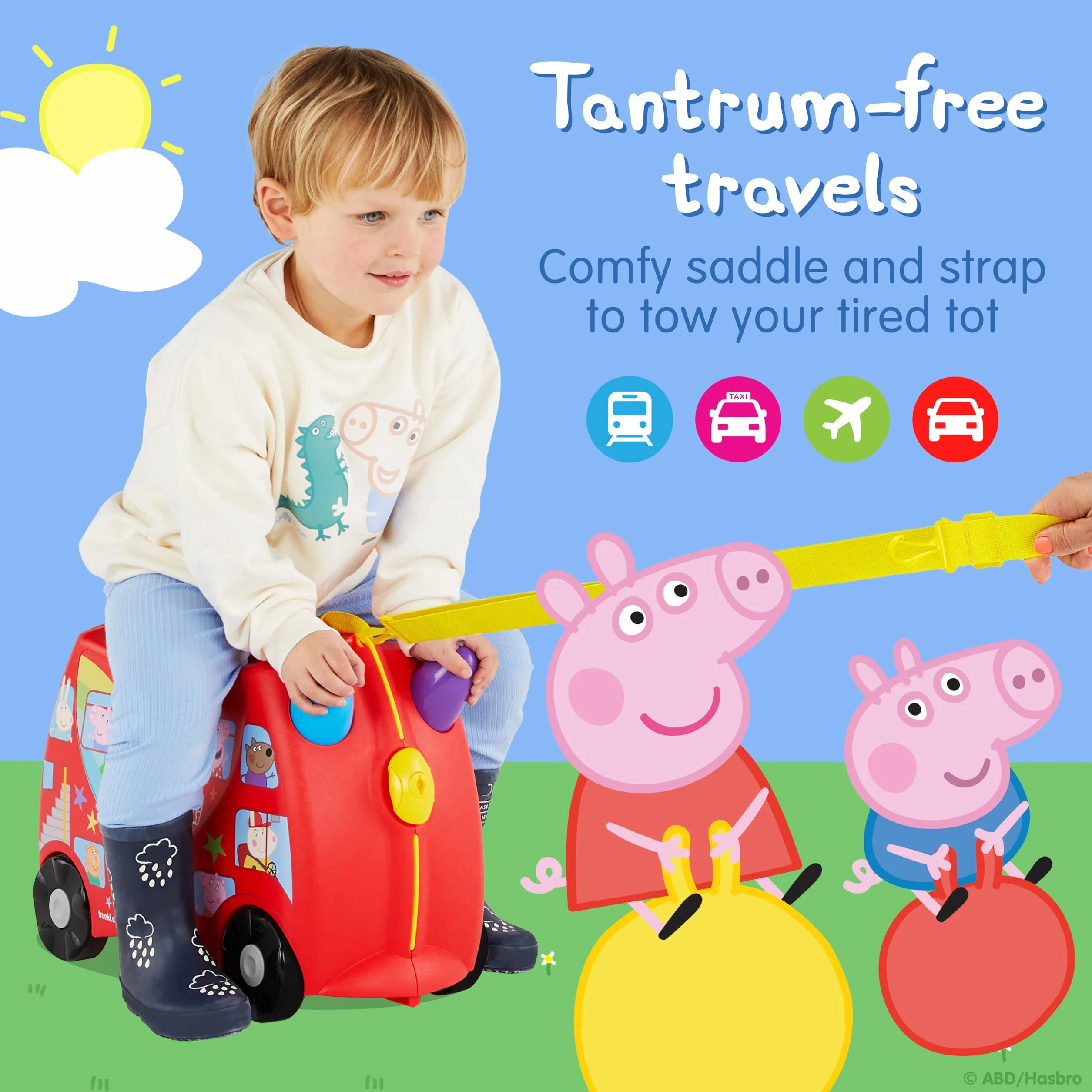 Trunki Oryginalna walizka dziecięca do siedzenia – 18 l bagaż podręczny, walizka podróżna z twardą obudową na kółkach, łącznie z paskiem na ramię, Świnka Peppa (czerwona), 3E+1 cm x 45 cm x 21 cm