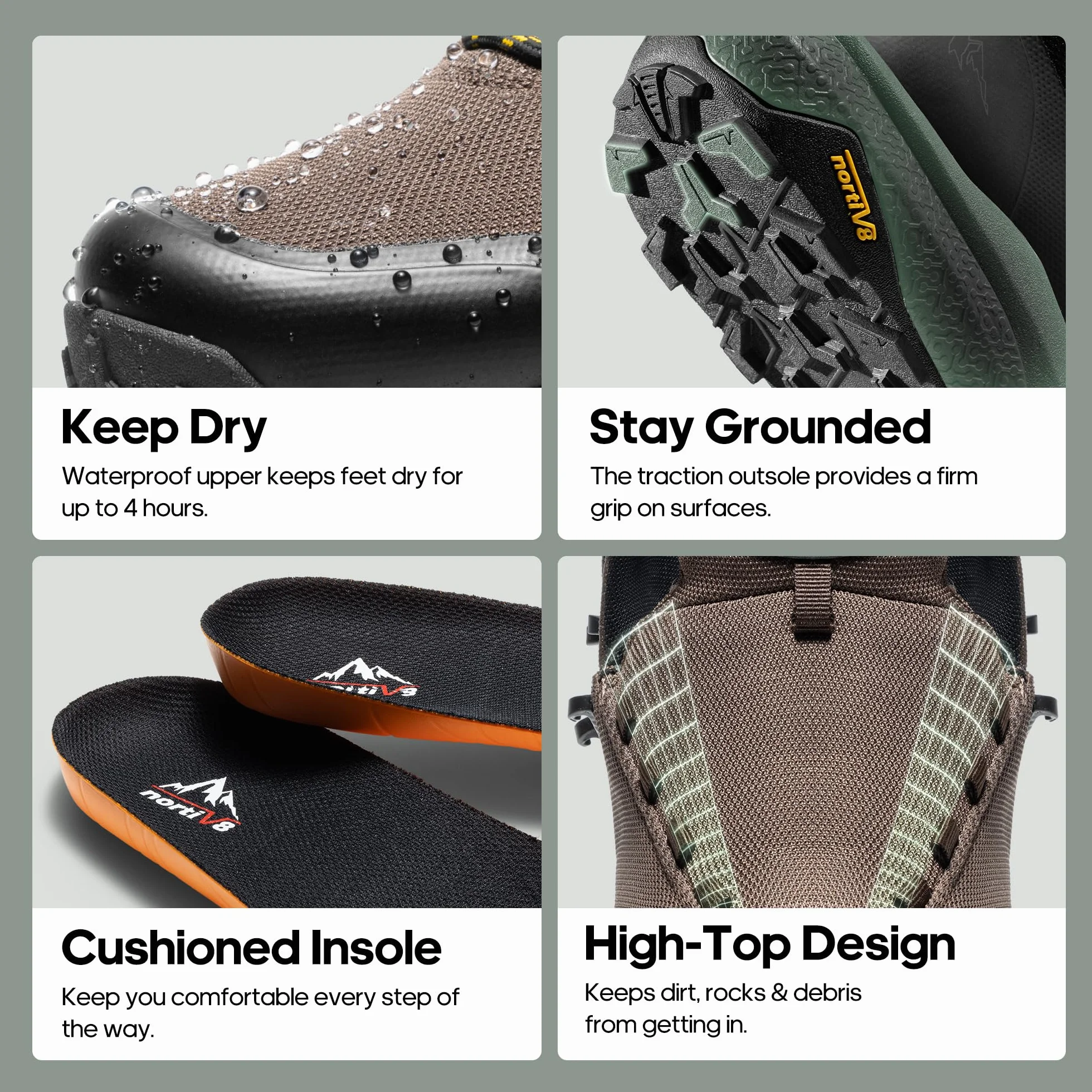 NORTIV 8 Męskie średnie wodoodporne buty turystyczne outdoorowe lekkie oddychające buty trekkingowe kemping alpinizm buty hydrotrek