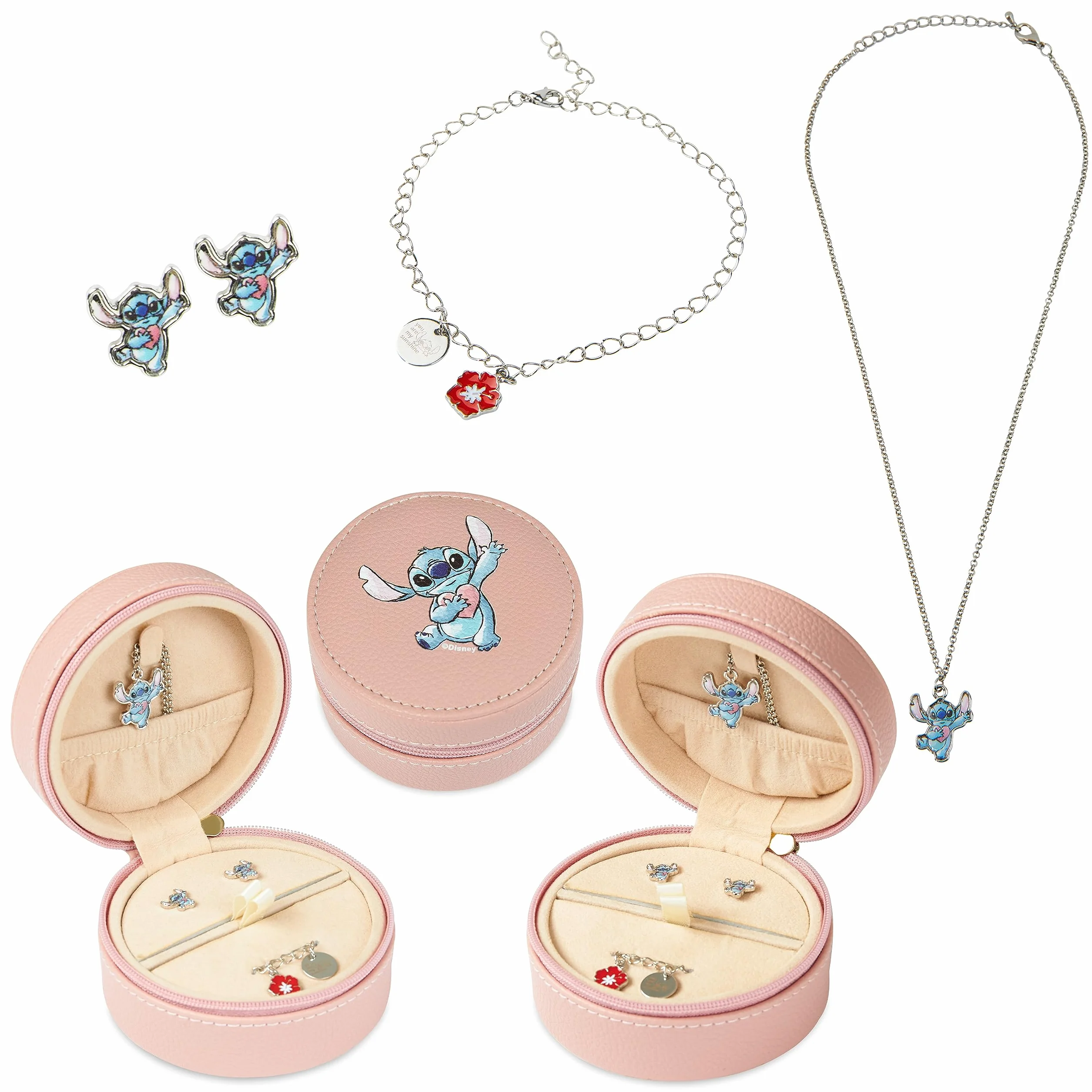 Disney Biżuteria dla dzieci, dziewczęca, bransoletka i kolczyk, stitch Mickey Minnie Elsa naszyjnik
