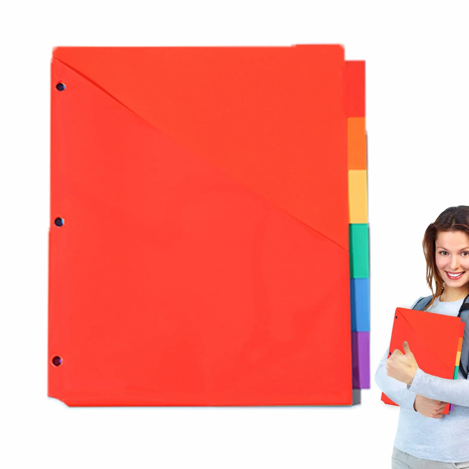 Podzia?ów indeksu segregatora, zak?adki dzielnika strony - Kolorowe 3 -pier?cienia Wk?adki Wk?adki Binder - Rainbow Gruste Pockets Pockets Ring Notebook Organizacja dla domu w szkole