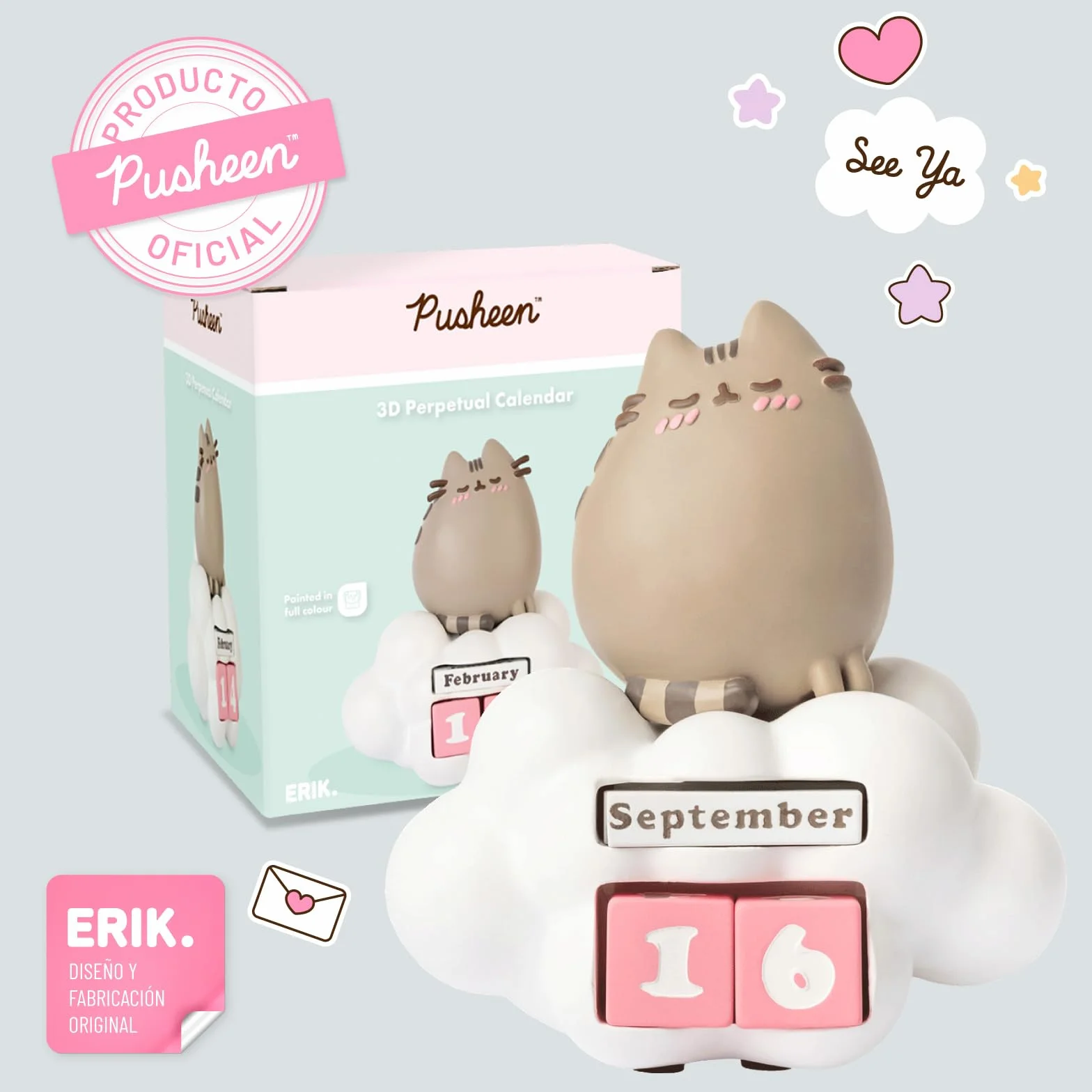 Grupo Erik Pusheen Perpetual Calendar | Flip Calendar | Pusheen Calendar | Perpetual Calendars | Pusheen Desk Calendar | Pusheen Cat Figure | Pusheen Gifts | Cool Calendar