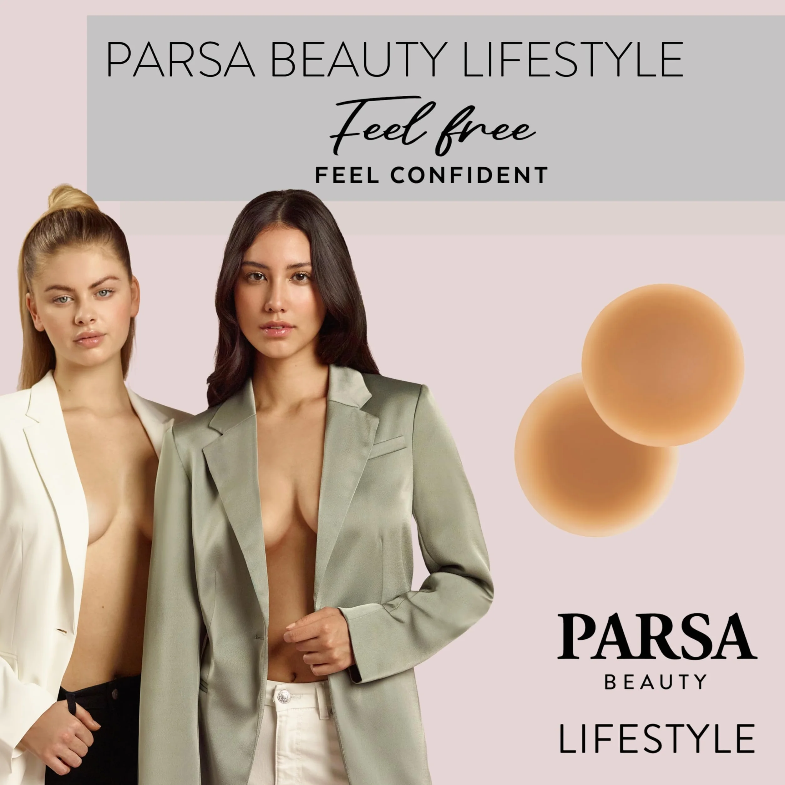 PARSA Beauty Silikonowe etui na sutki – niewidoczna alternatywa biustonosza dla miseczek A-D – wielokrotnego użytku i wodoodporna – 100% nieprzejrzysta – pokrowiec na sutki damskie