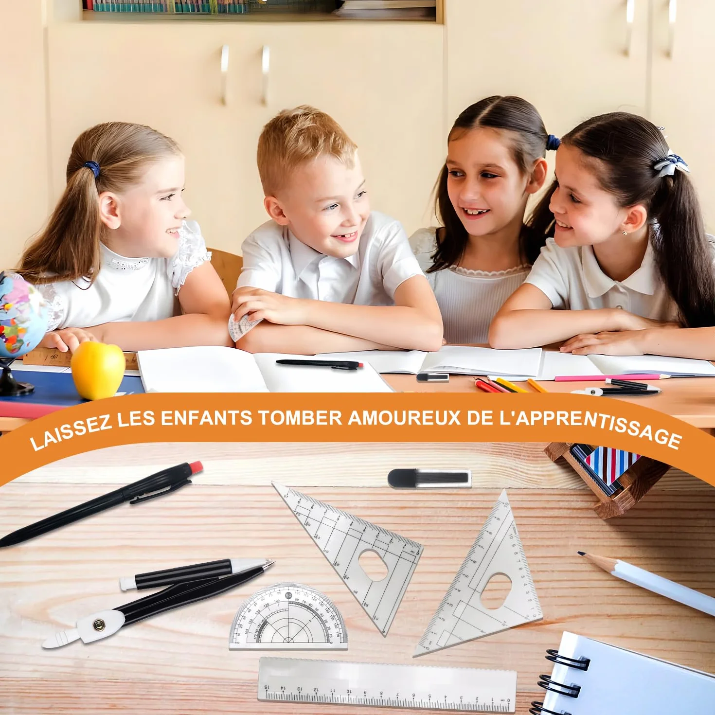 7-częściowy zestaw cyrkieli, cyrkiel z szybką regulacją, ekierka geometryczna, kątomierz, zestaw linijek, akcesoria dla studentów, do szkoły, biura, domu, matematyki