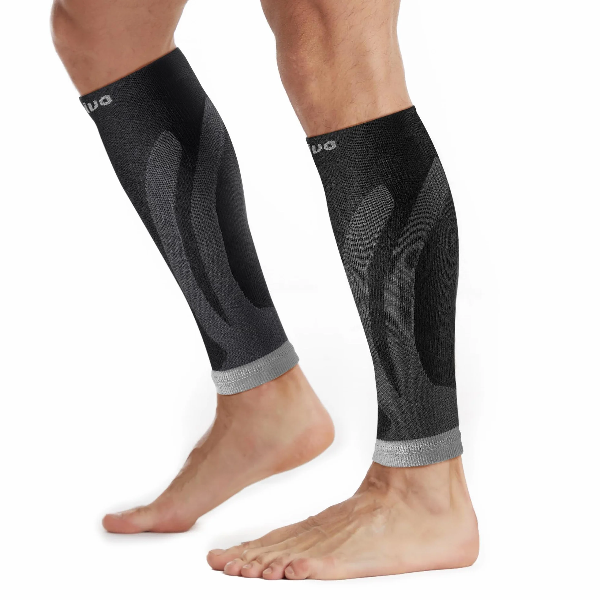 CAMBIVO 2 pary bandaży na łydkę, skarpety uciskowe dla kobiet i mężczyzn, Calf Sleeves, skarpety uciskowe bez stopy, do uprawiania sportu, piłki nożnej, żylaków, skurczy (szare, S/M)