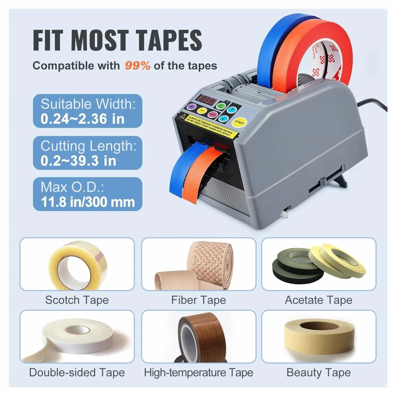 M-1000 Automatic Tape Dispenser Electric Adhesive Tape Cutter Cutting Machine High Temperature Belt Cutter(ZCUT-9-Knife Box)
