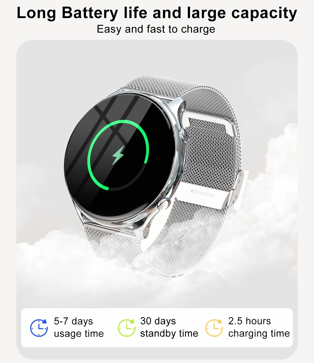 Smartwatch damski z funkcją telefonu, wyświetlacz Always-on o przekątnej 1,39 cala, wodoszczelność IP67, zegarek sportowy, zegarek na rękę z monitorem snu, pulsometrem, pomiar ciśnienia krwi,