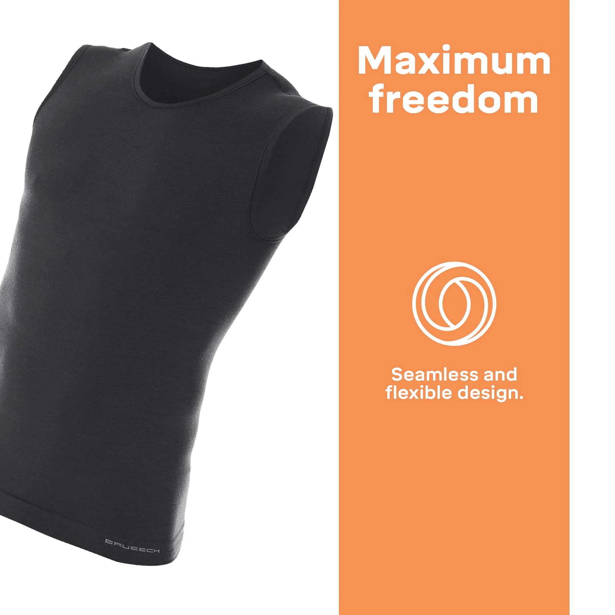 BRUBECK Męski tank top | bez rękawów | oddychający | sportowy | koszulka funkcyjna | górna część | 41% wełna z merynosów | SL10160