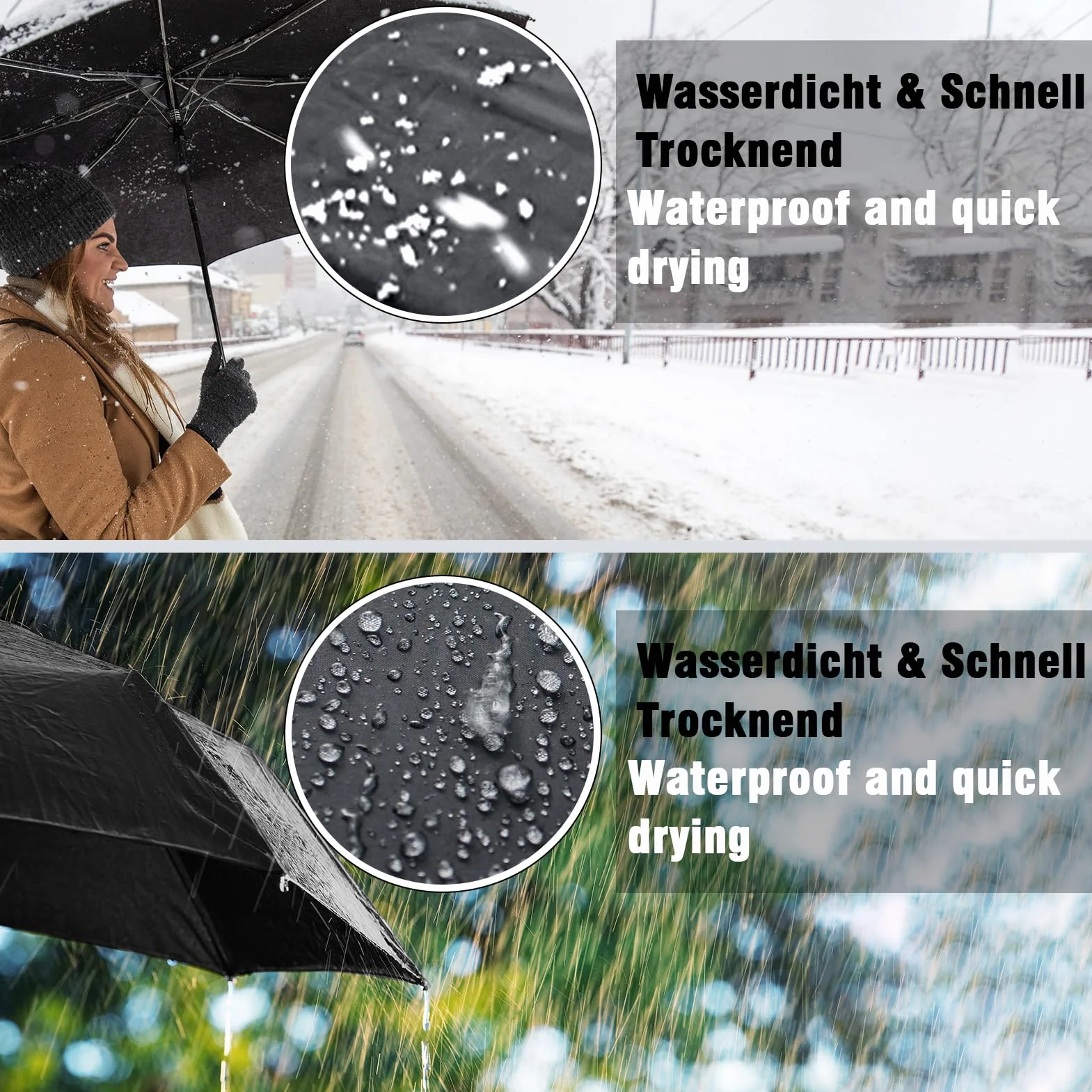 Parasol przeciwdeszczowy, odporny na burzę, duży – wiatroszczelny stojak, lekki parasol podróżny, składany, kompaktowy parasol golfowy dla mężczyzn/kobiet/dzieci/osób starszych