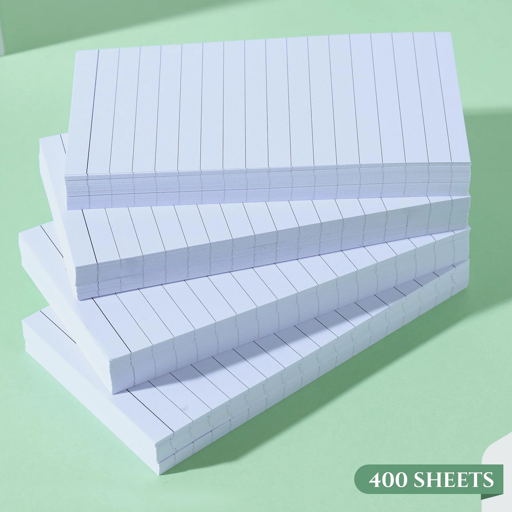 400 kart indeksowych A6 w linie,pogrubiony papier 150g/m² karty do nauki białe,fiszki 10,5 x 14,8cm do słownictwa angielskiego,formuł i notatek,karty indeksowe do prezentacji w szkole biurowej
