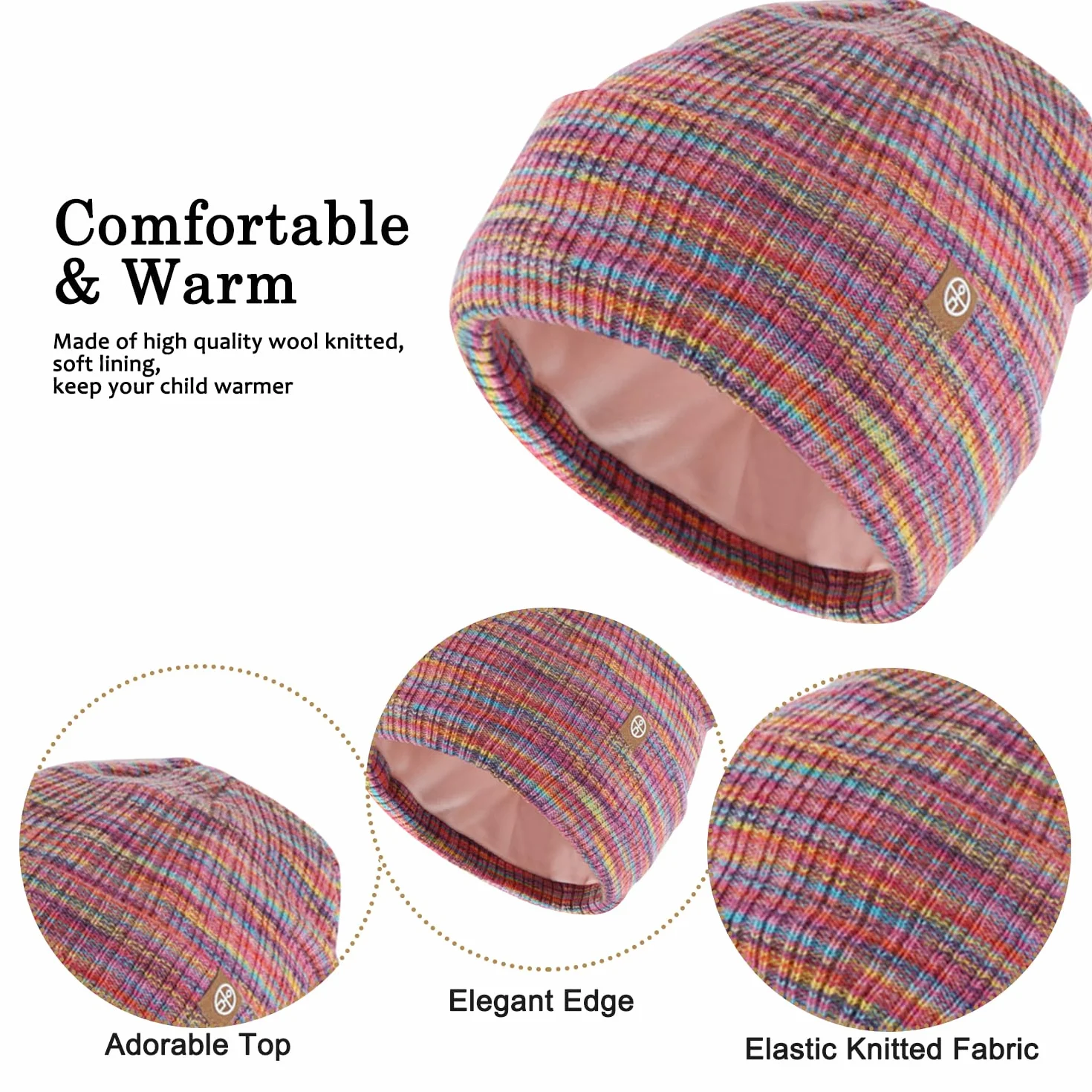 Zimowa czapka beanie, szalik, zestaw rękawiczek, dziecięca czapka zimowa, szalik, czapka, ciepła czapka beanie, dla chłopców z ekranem dotykowym, okrągły zestaw dla dzieci w wieku 5-12 lat