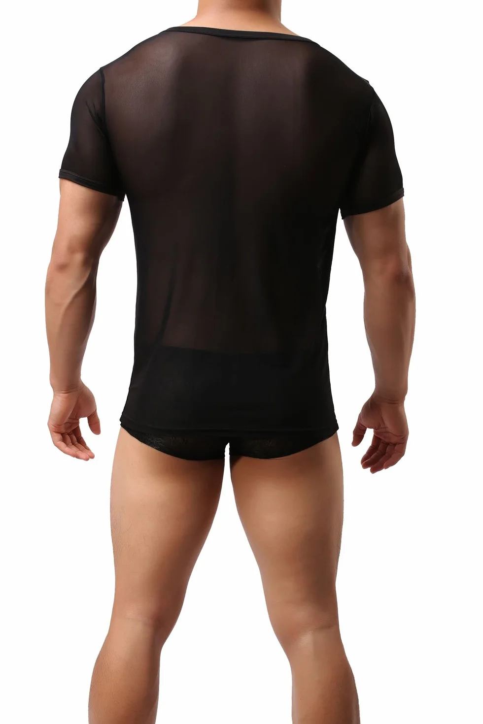 Koszulka męska, przezroczysta, czarna, siatkowa, tank top, bielizna nocna, męska, seksowna, z siateczki, przezroczysta górna część
