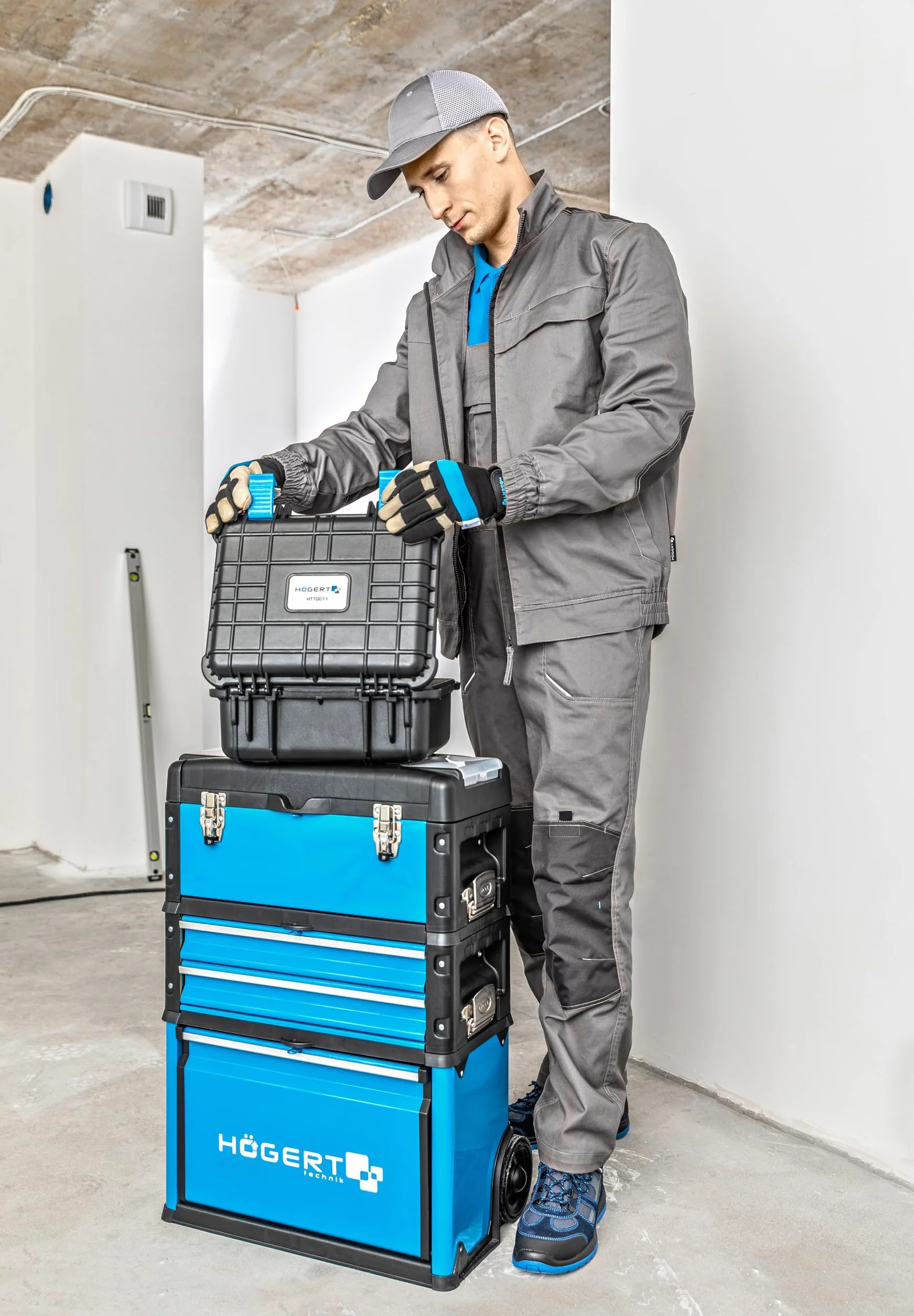 Högert Technik Kalmit męski kombinezon roboczy, spodnie ogrodniczki, szary, XL – wytrzymała odzież robocza ze 100% bawełny, wzmocnienia kolan Oxford 300D, 6 kieszeni, elementy odblaskowe, szary, XL