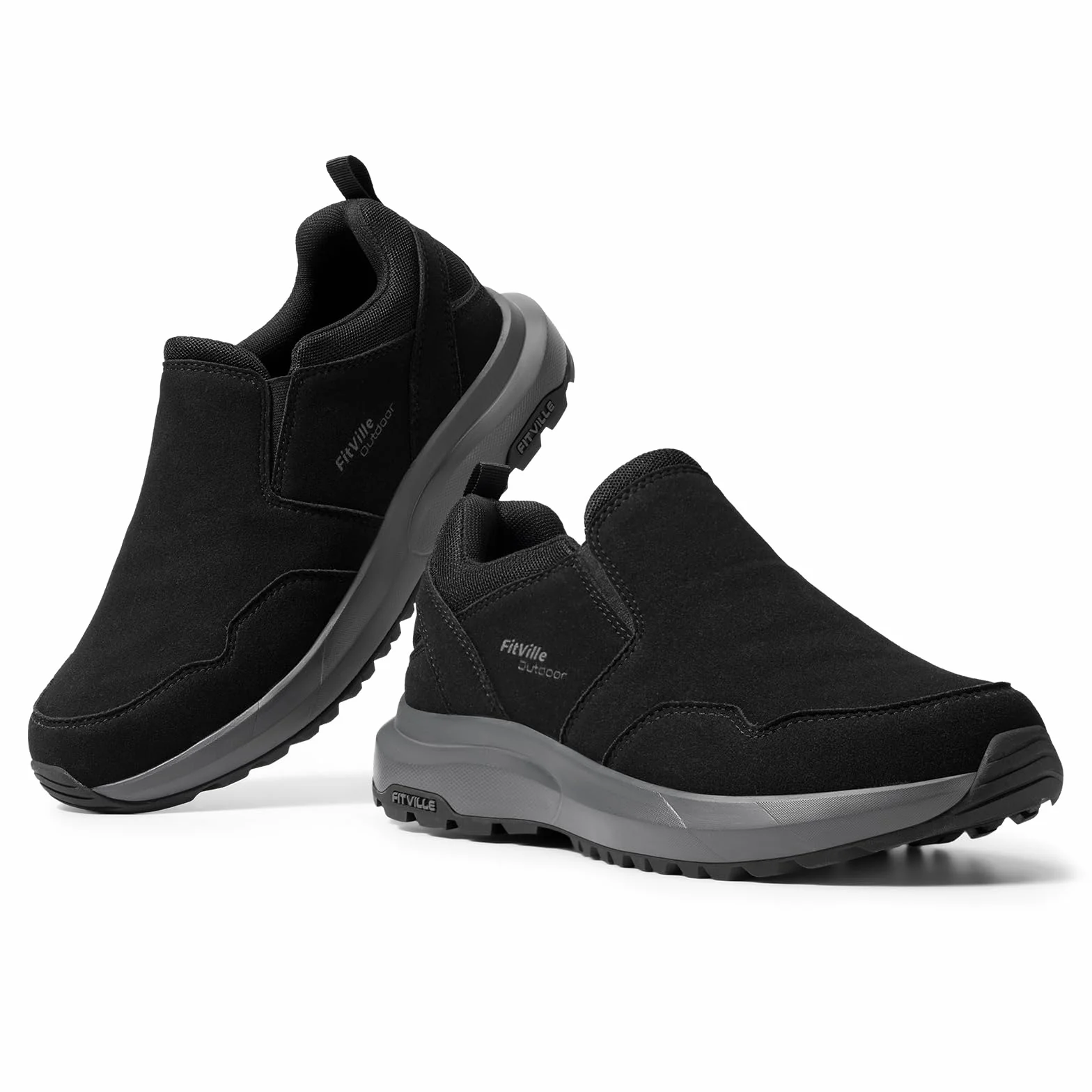 Buty do chodzenia FitVille Męskie bardzo szerokie trekkingowe Antypoślizgowe buty outdoorowe Lekkie oddychające do chodzenia ze wsparciem łuku stopy