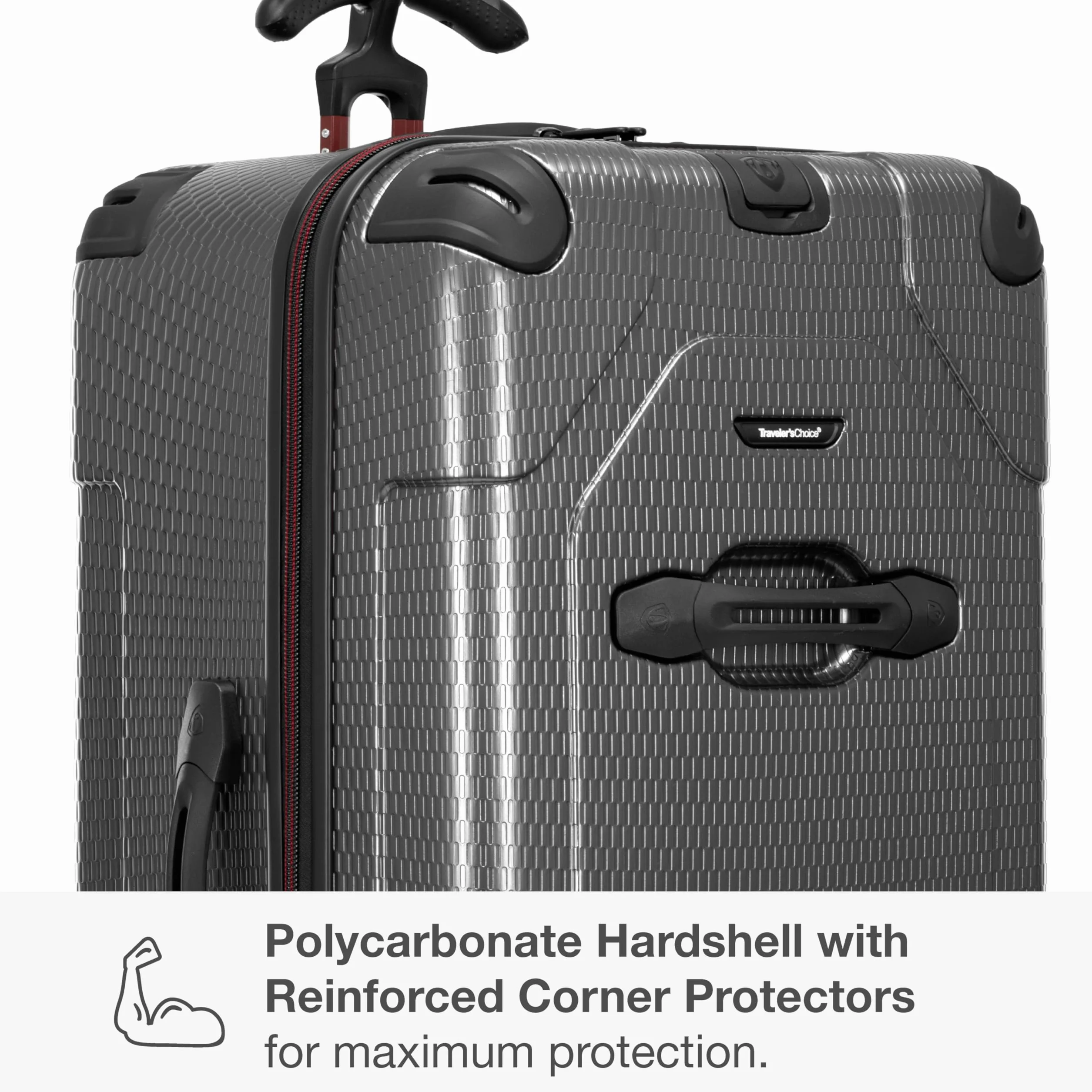 Traveler's Choice Maxporter II twarda walizka bagażowa z poliwęglanu z kołami obrotowymi, Szary, 30" Trunk Luggage