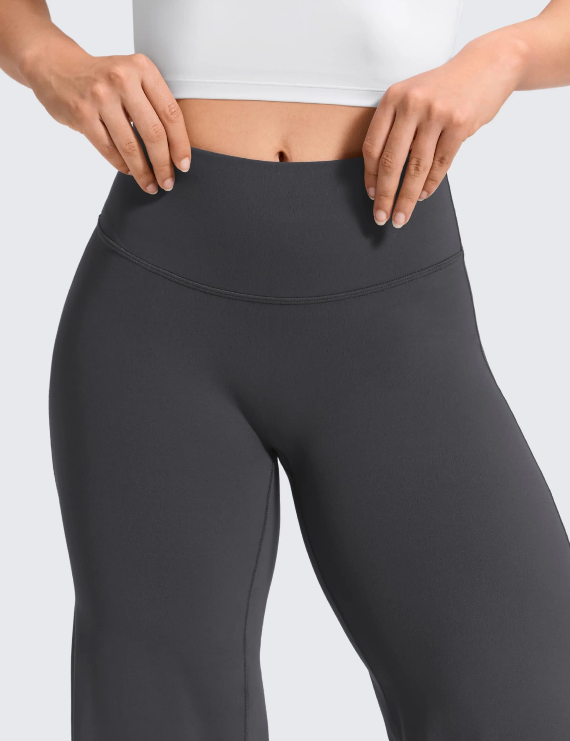 CRZ YOGA Softretch Spodnie z szerokimi nogawkami bez szwów z przodu 76 cm damskie z wysokim stanem do jogi miękkie maślane wygodne codzienne