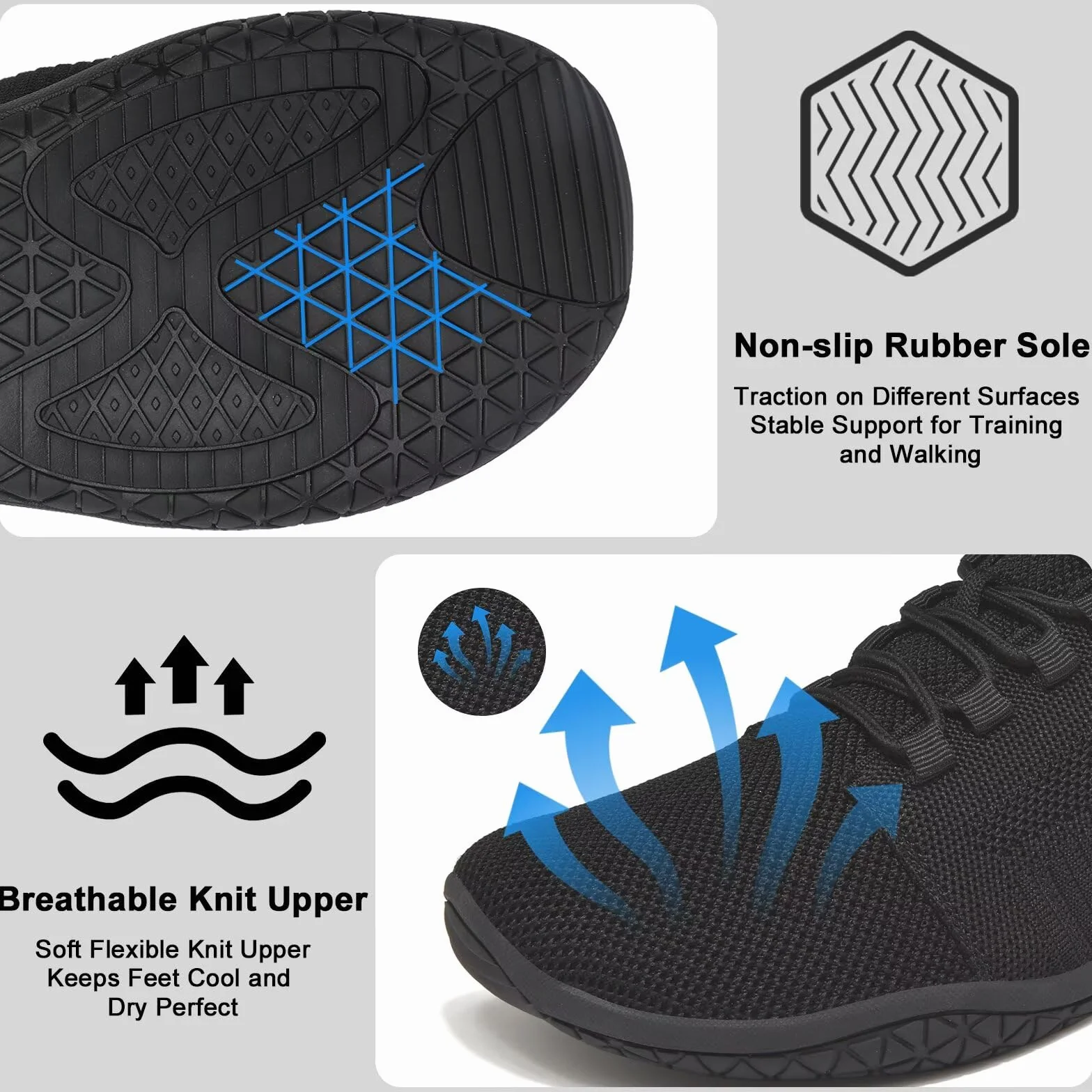 Wizshoe Buty Barefoot Damskie i Męskie Szerokie Minimalistyczne Obuwie do Chodzenia Lekkie Oddychające Elastyczna Podeszwa Wygodne Buty