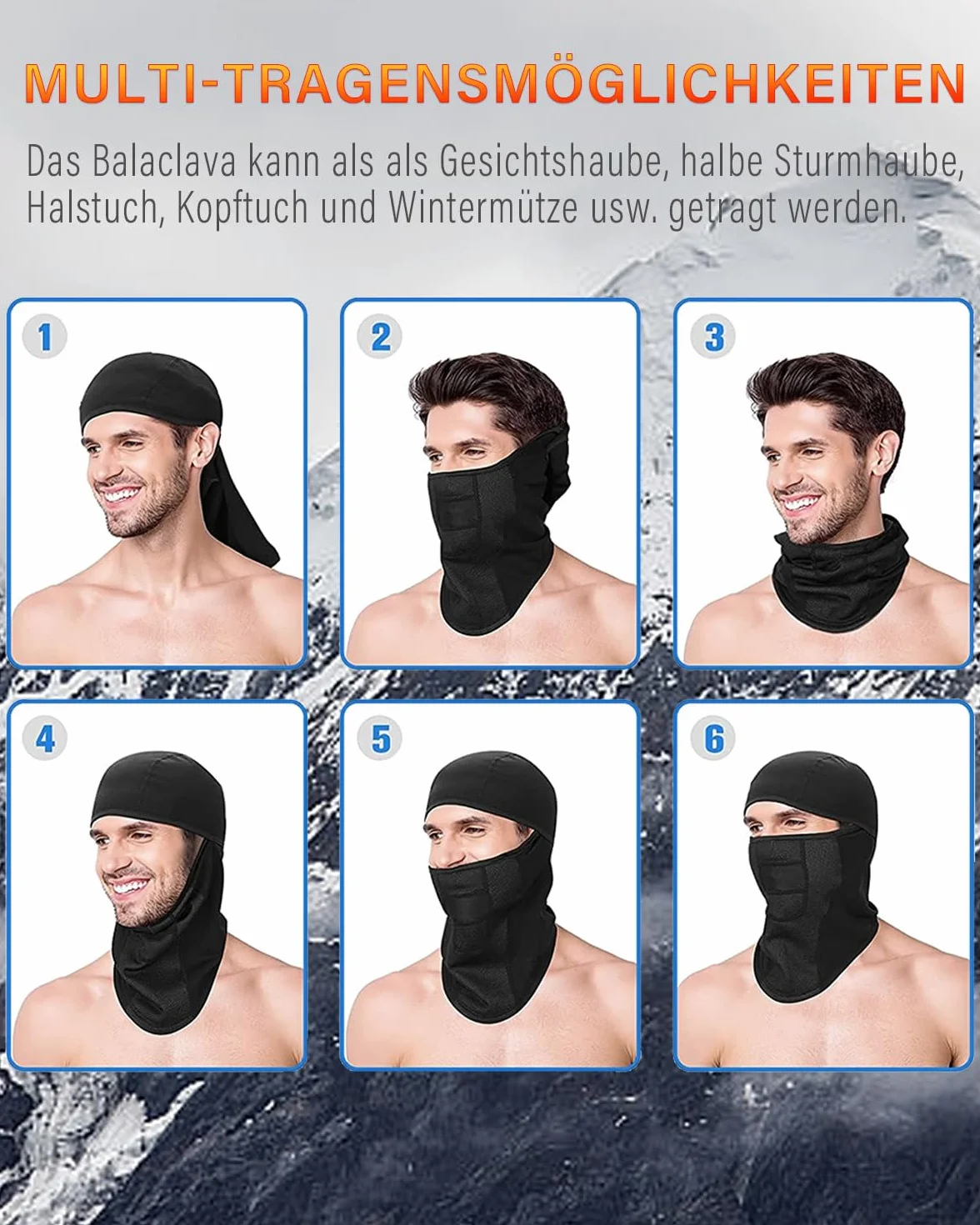 BAONUOR kominiarka jesienno-zimowa Balaclava ciepła maska narciarska, wiatroszczelna maska na twarz, na rower, oddychająca maska na twarz do jazdy na rowerze, motocyklu, snowboardu, jazdy na nartach