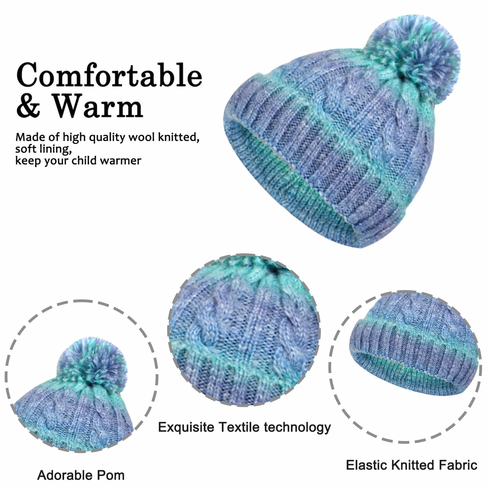 Baynetin Czapka z dzianiny dla dzieci zima szalik rękawiczki czapka z dzianiny z pompompomem chłopcy czapka szalik czapka beanie ocieplacz na szyję dla chłopca dziewczynki 2-8 lat