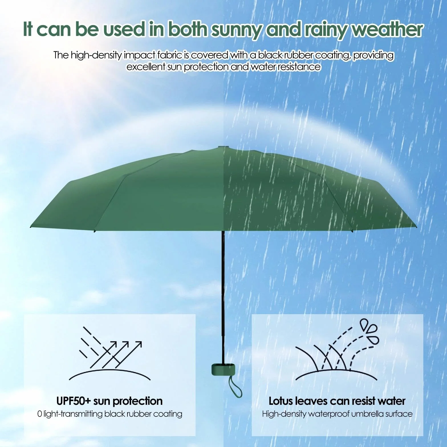 AKONE Parasol z etui, ultralekki, mini parasol przeciwsłoneczny, parasol UV