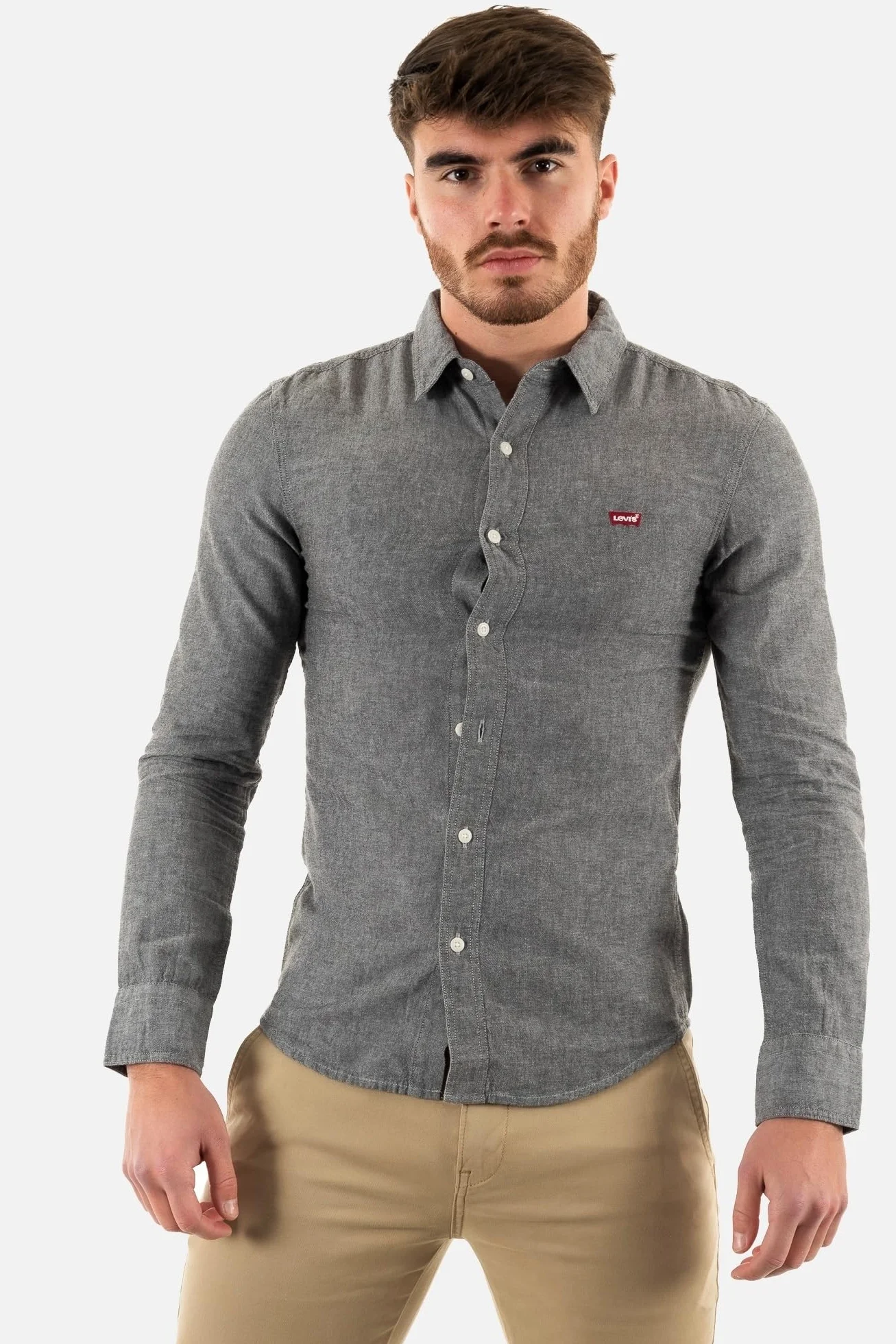 Levi's Mężczyźni Long-Sleeve Battery Housemark Slim Shirt, Black Agate, L