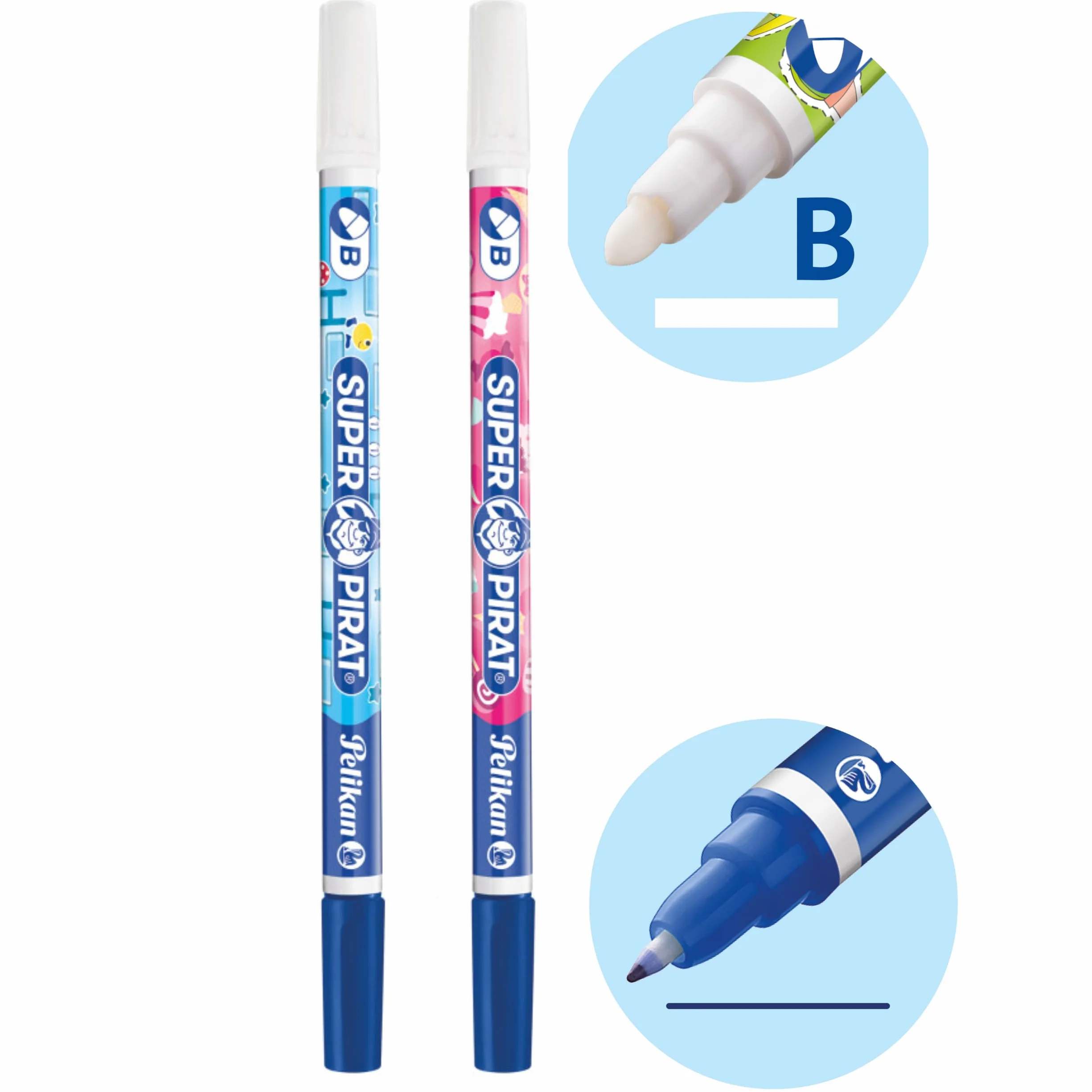 Pelikan® Super Pirat 850B 2szt Korektor do pióra atramentu 2 sztuki 2w1 Pisak Długopis | Zmazik Wymazywacz Zmazywacz | Do Szkoły Biura Na studia | Szybkie poprawianie błędów Korekta | Dla Uczniów