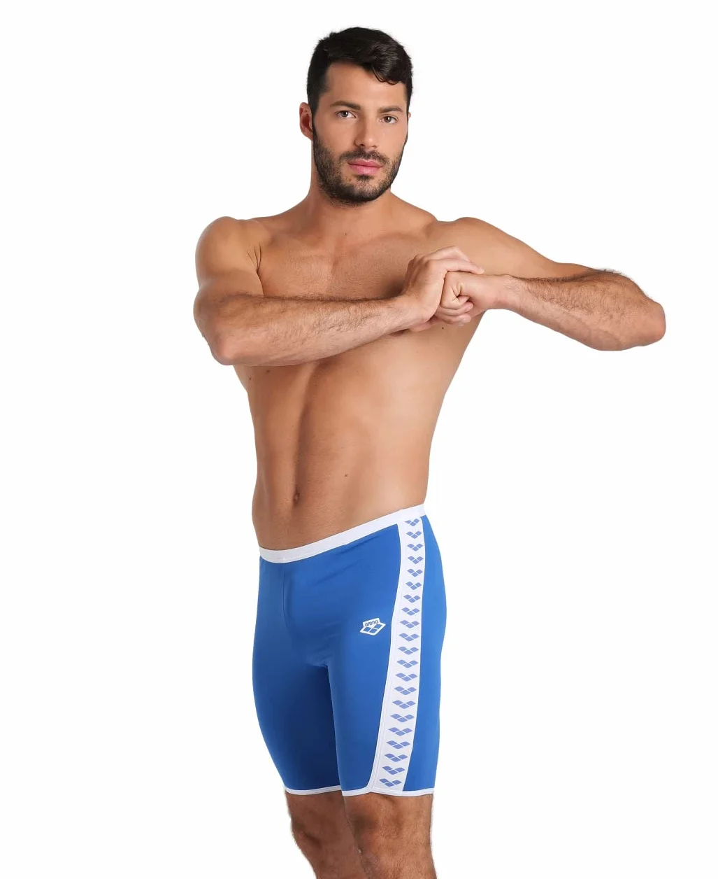 Arena Męskie Performance Icons Solid Swim Jammer Trunks, Logo królewskie/białe, 48