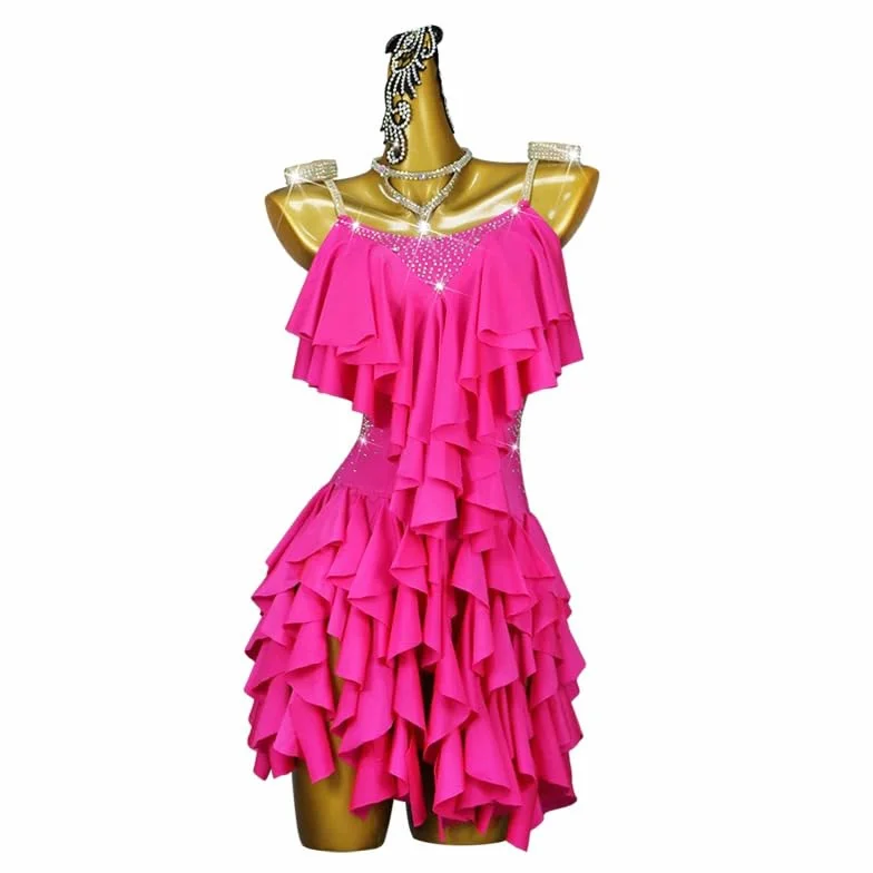 Szelki Latin Competition Stroje do tańca Kostiumy do tańca towarzyskiego dla kobiet Moda bez pleców cha cha sukienki ubrania Tango bez rękawów
