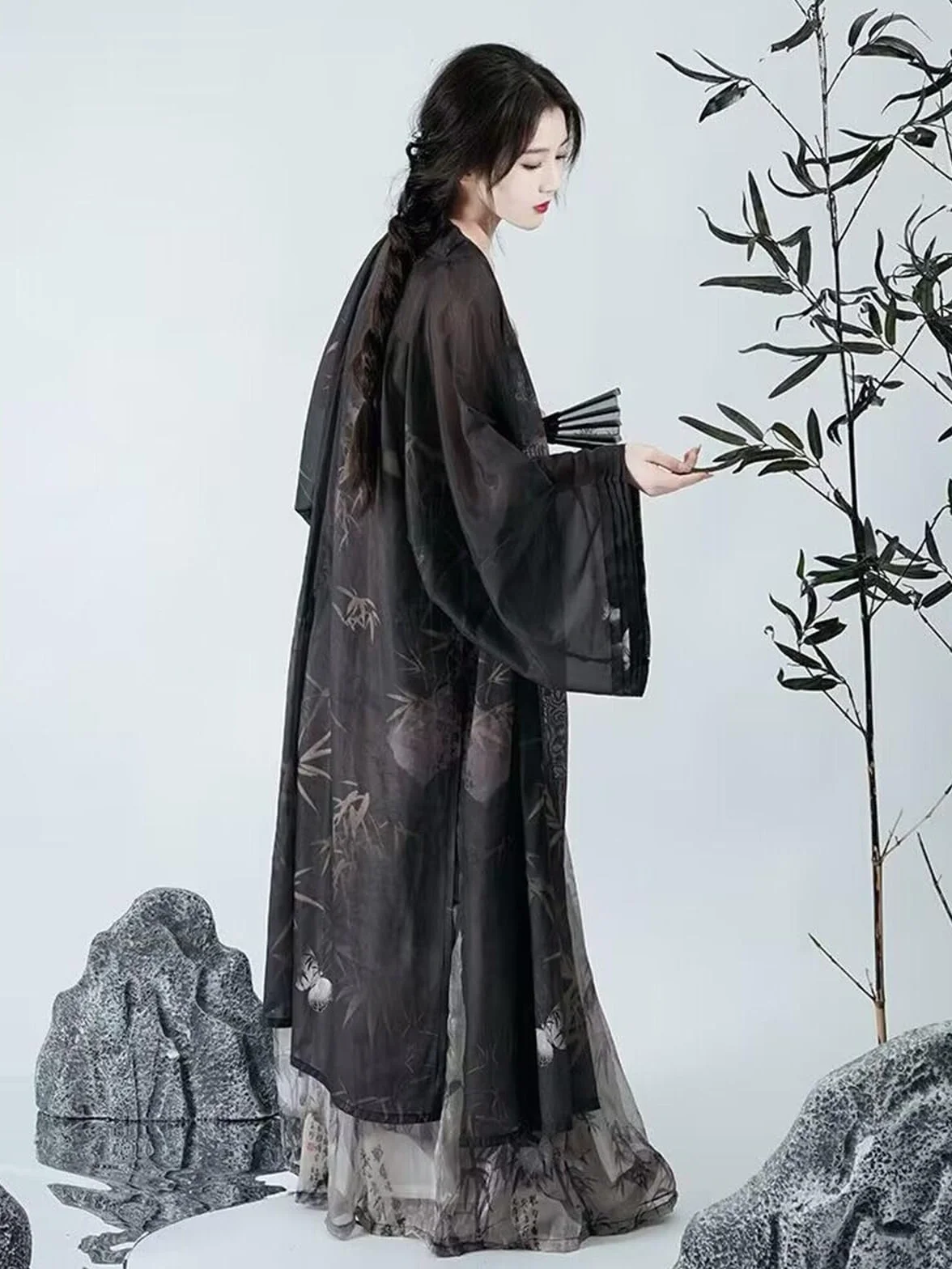 4XL Hanfu Sukienka Kobiety Piosenka Dynasty Nowoczesny Styl Oversized Cosplay Kostium Lato Czarny Hanfu Zestawy