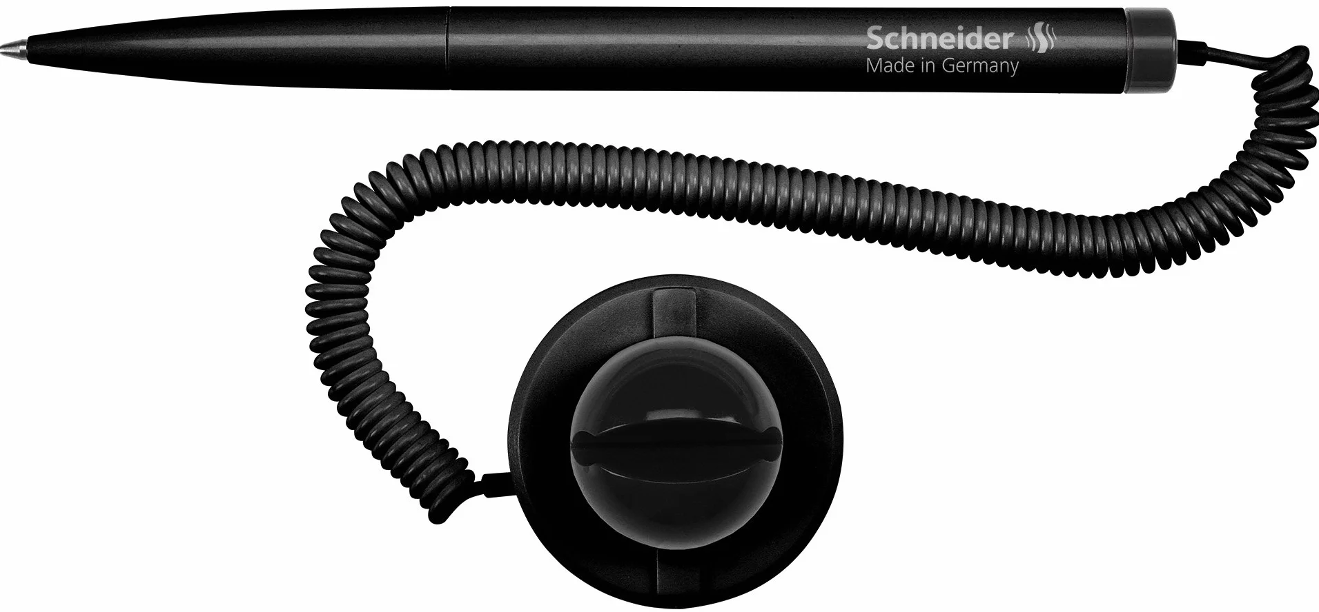 Schneider Klick-Fix długopis z teleskopowym sznurkiem (kolor tuszu: czarny, grubość kreski M), czarny, 10 sztuk