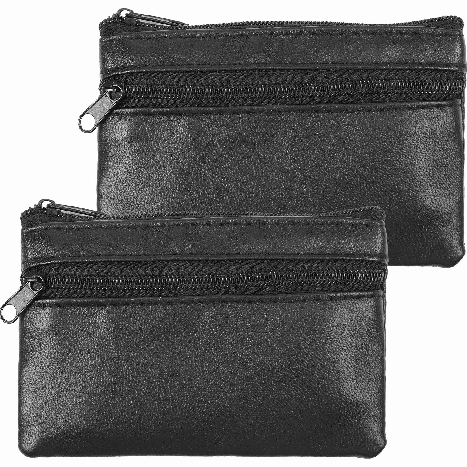 2-pak etui na klucze z PU skóry z zamkiem, mini portfel, czarne etui na klucze, mała kieszonka na monety dla kobiet i mężczyzn, idealne na podróże i do codziennego użytku