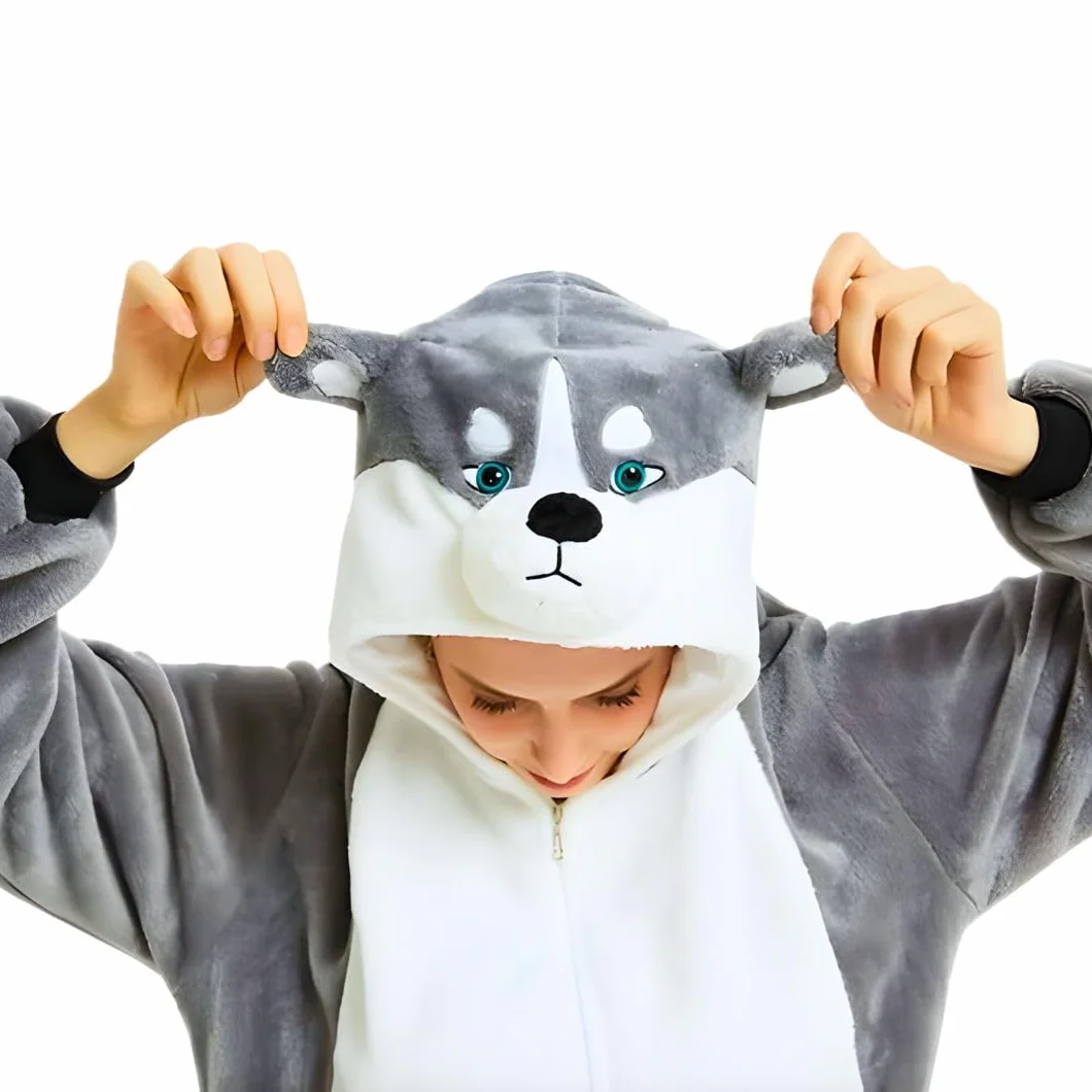 Pies Kigurumi Piżama Onesie dla dorosłych – pluszowa, uniseks, zwierzęca piżama, rozmiary S-XL