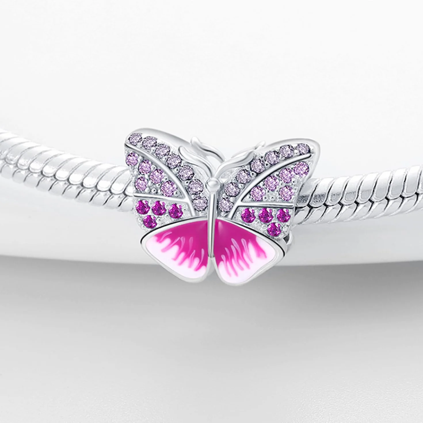 HappyStar Wisiorek charms ze srebra próby 925 do bransoletek, wisiorek typu charms, dla kobiet, kompatybilny z europejskimi bransoletkami i łańcuszkami Pandora (z koralikami dystansowymi, Srebro