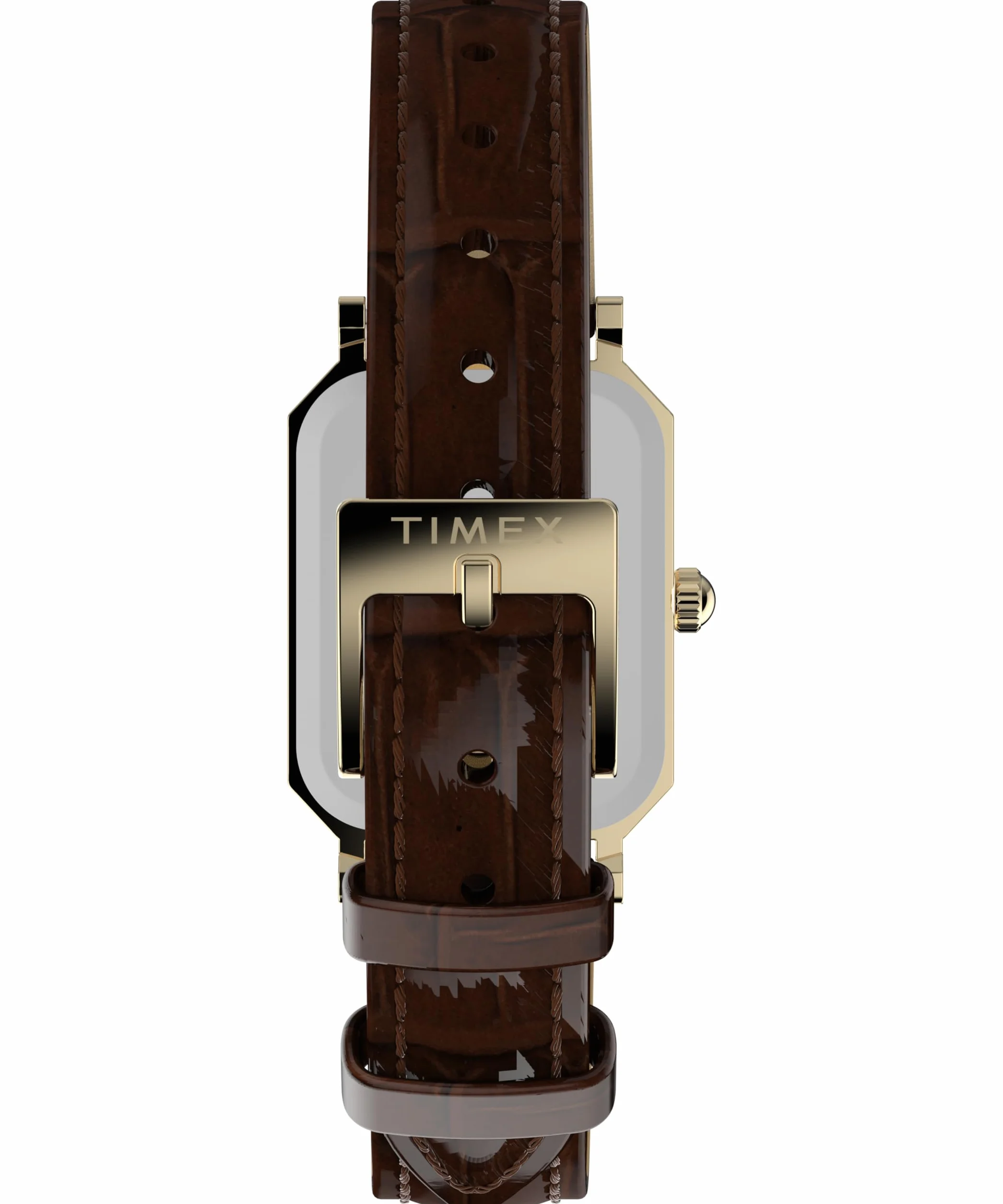 Timex Zegarek Damski Trend 21 mm, Brązowy Skórzany Pasek, Biała Tarcza, Złota Obudowa TW2Y00900
