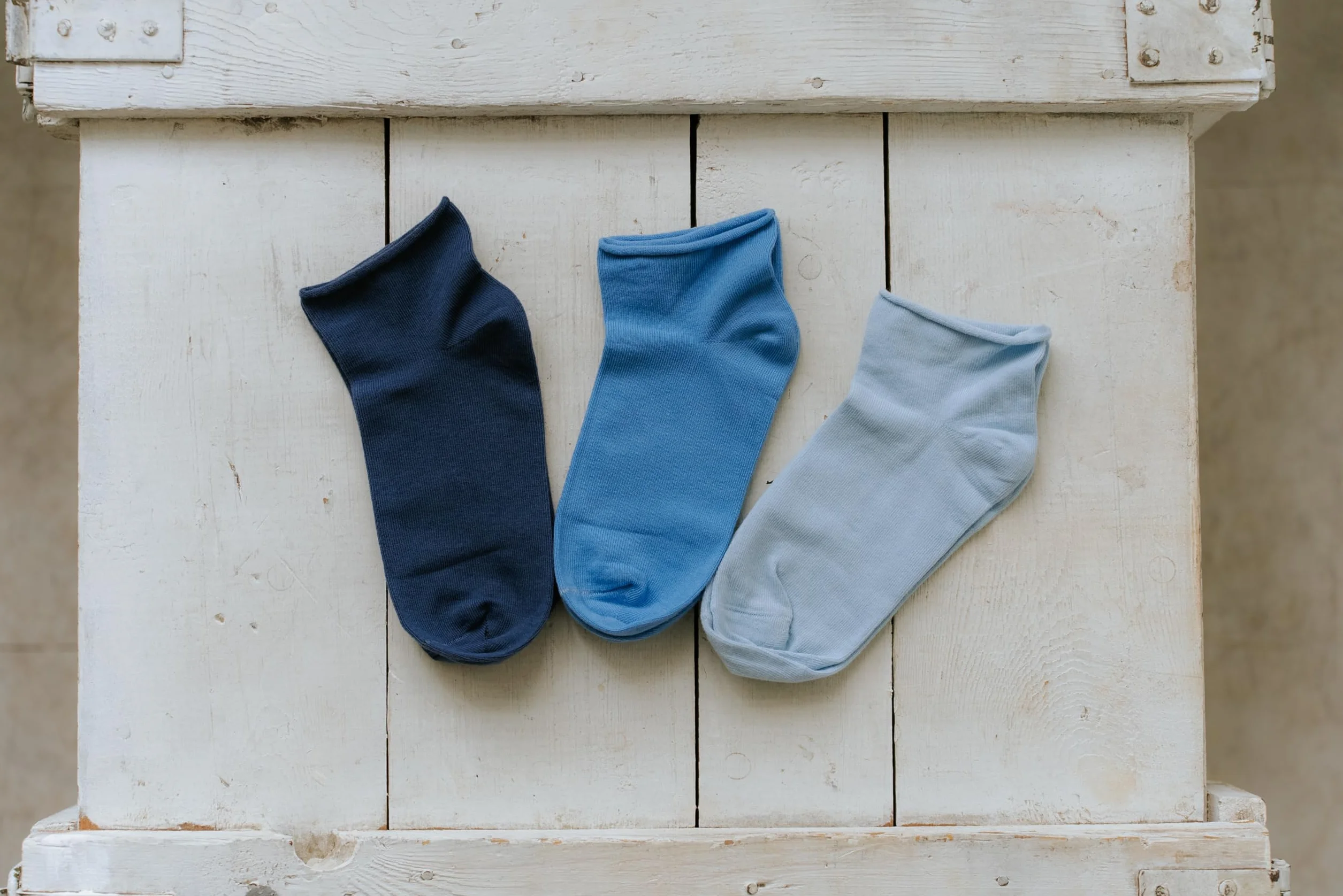Rainbow Socks - Damskie bawełniane wygodne skarpety do kostek - beżowe, niebieskie, miętowe skarpety - 3 lub 5 par, 3 x niebieski, 39-41 EU