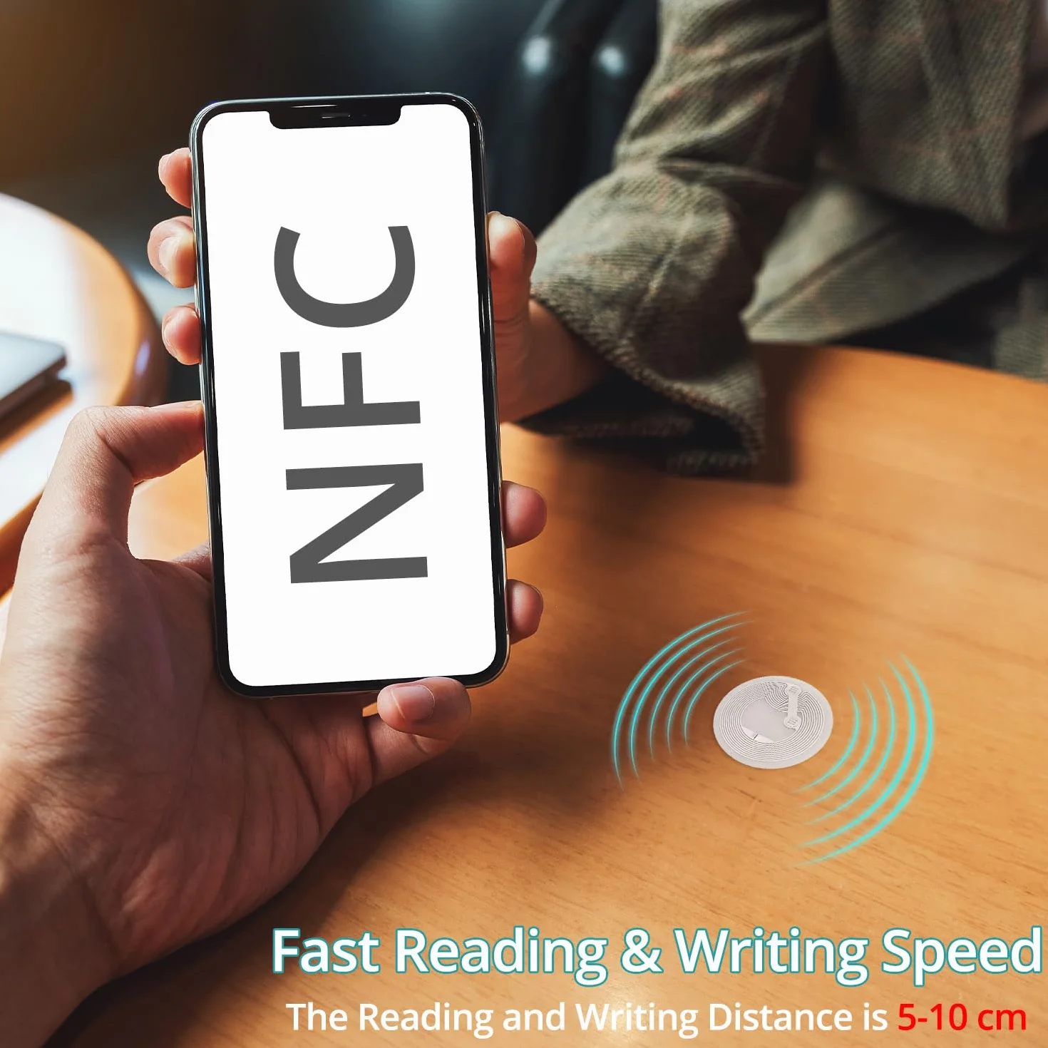 QWORK® 60 szt. naklejek NFC, 25 mm Ntag 213 puste naklejki NFC, kompatybilne z telefonami i urządzeniami NFC