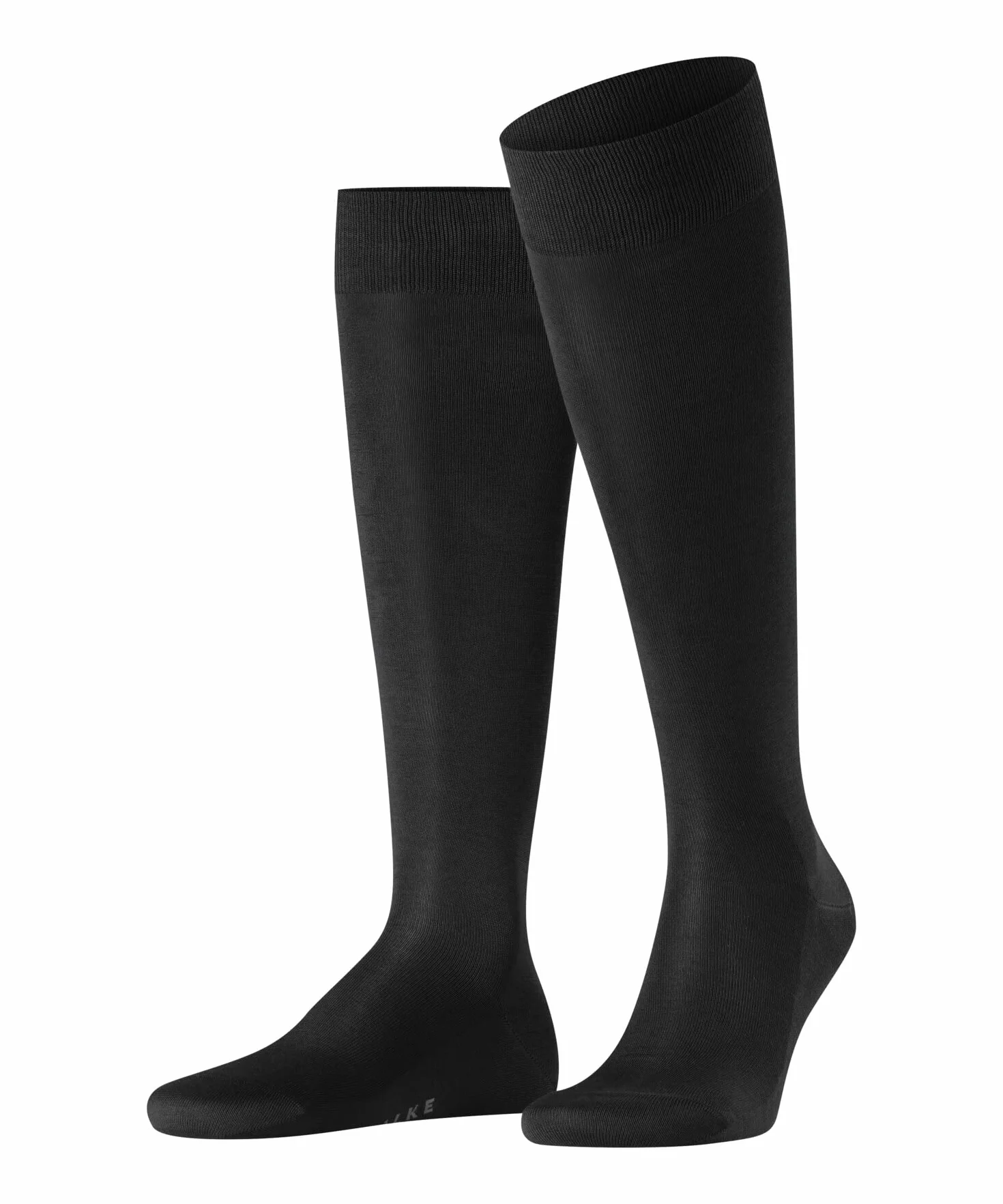FALKE Mężczyźni Podkolanówki Tiago M Kh zrównoważona bawełna fil d'ecosse długie jednokolorowe 1 Para, Czarny Black 3000, 41-42