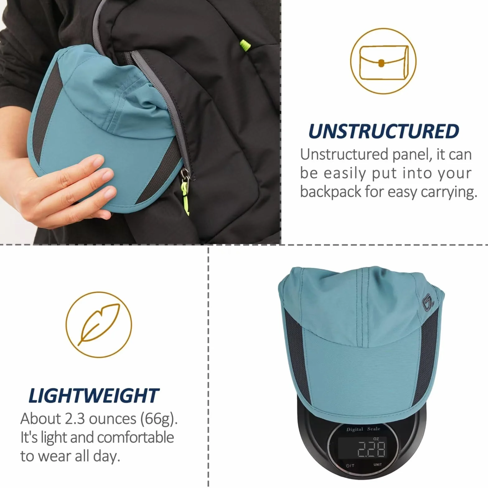 GADIEMKENSD Niestrukturalna czapka sportowa Quick Dry Outdoor Sun Protective Unisex 7-7 1/2 (56-60cm)