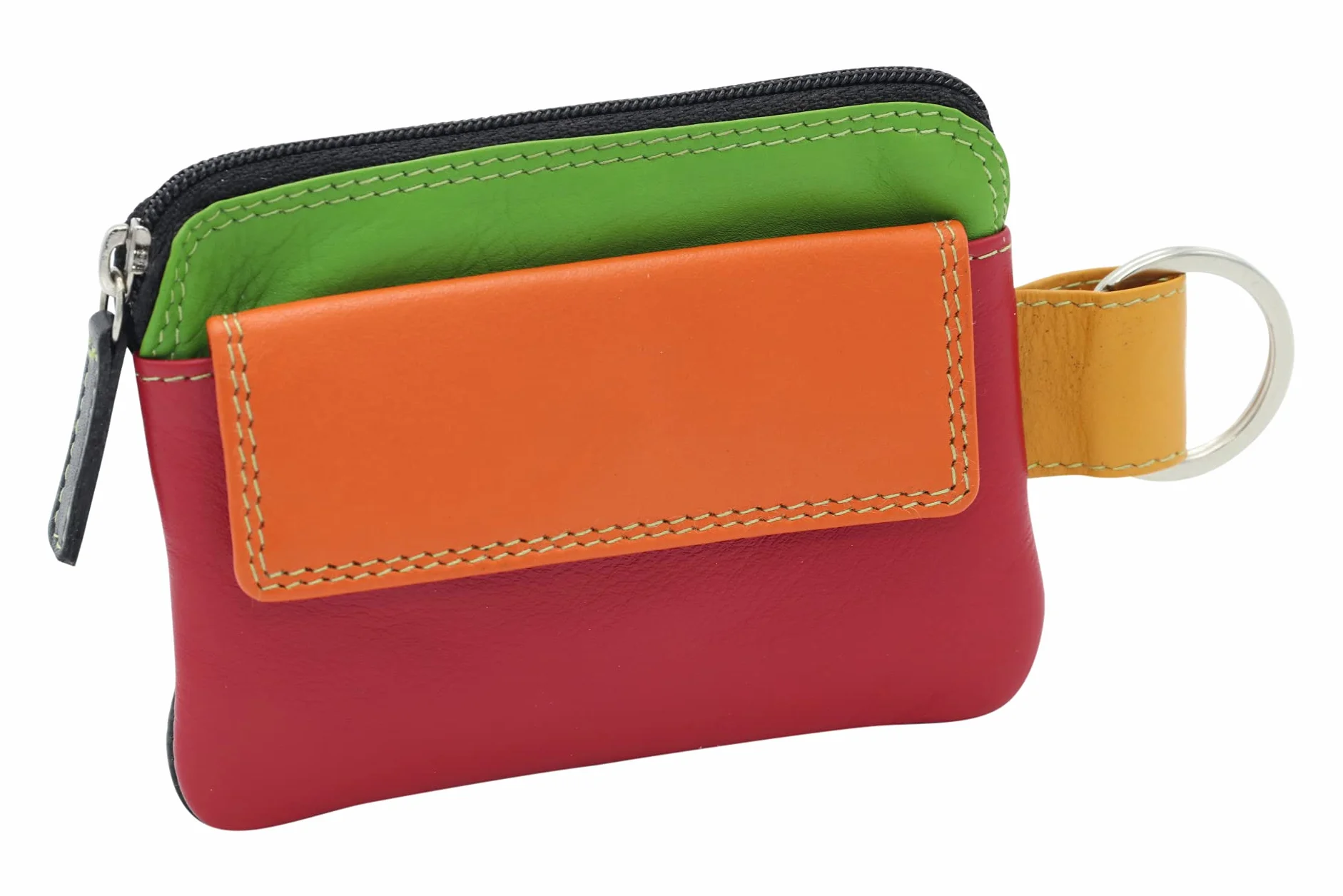 LEAS Damen und Herren mehrfarbige Schlüsseltasche mit Kleingeldfach Echt-Leder, bunt Multicolore-Serie
