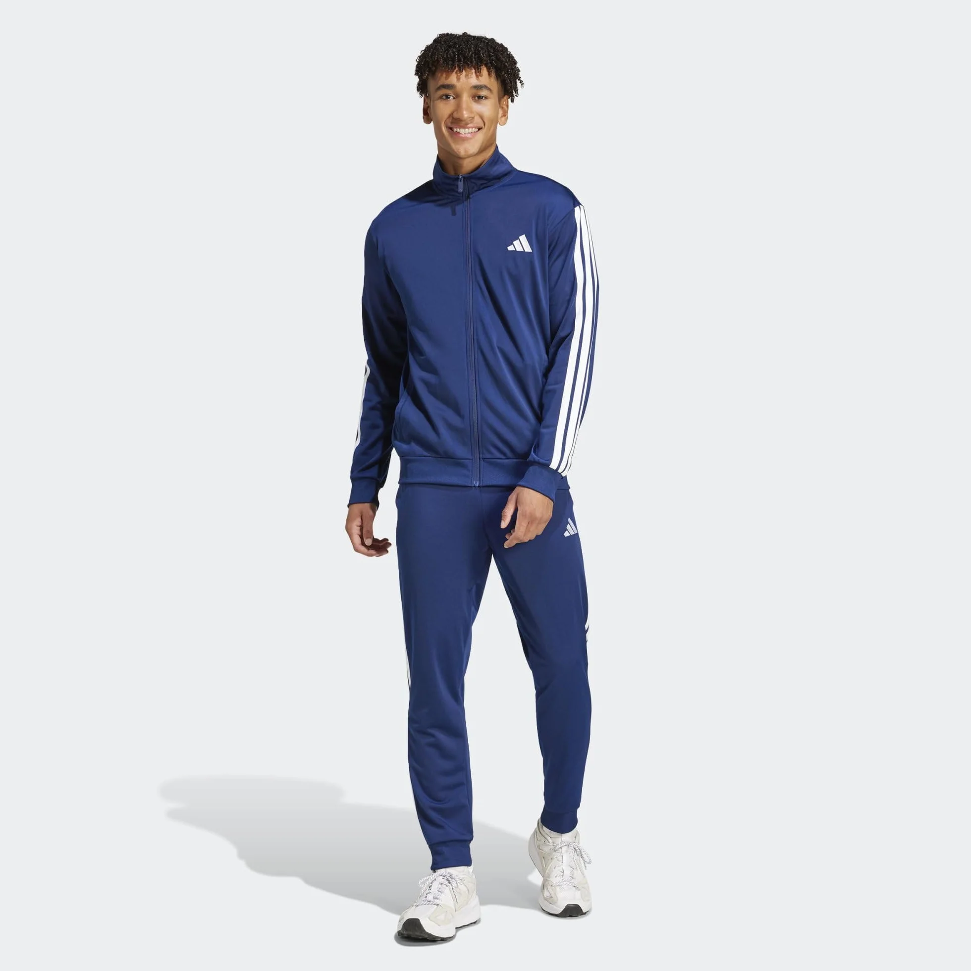 adidas Mężczyźni SPORTSWEAR BASIC 3 STRIPES TRICOT TRACKSUIT, Dark Blue, S