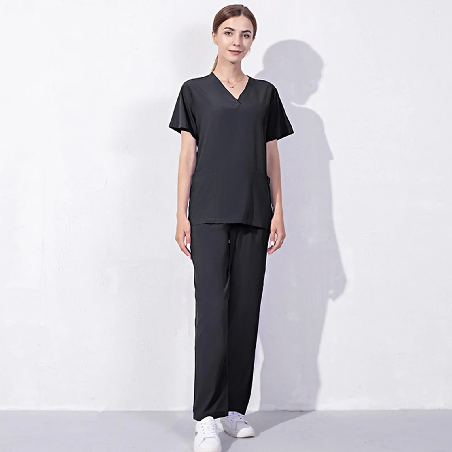 Nurses Scrubs Sets for Women | Soft Stretch V-Neck Top Uniforms with Pocket | Soft Stretch Scrubs Set Nurse Uniform, Doctor Working Clothing for Pet Hospital
