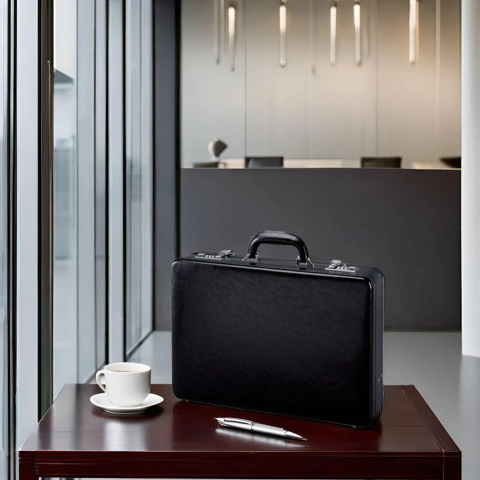 ALASSIO 41033 Aktówka Taormina - Walizka Attaché Z Wysokiej Jakości Skóry, 2 Zamki Szyfrowe, Biznesowa, Czarna, Ok. 45,5 x 33 x 10 (+2) cm