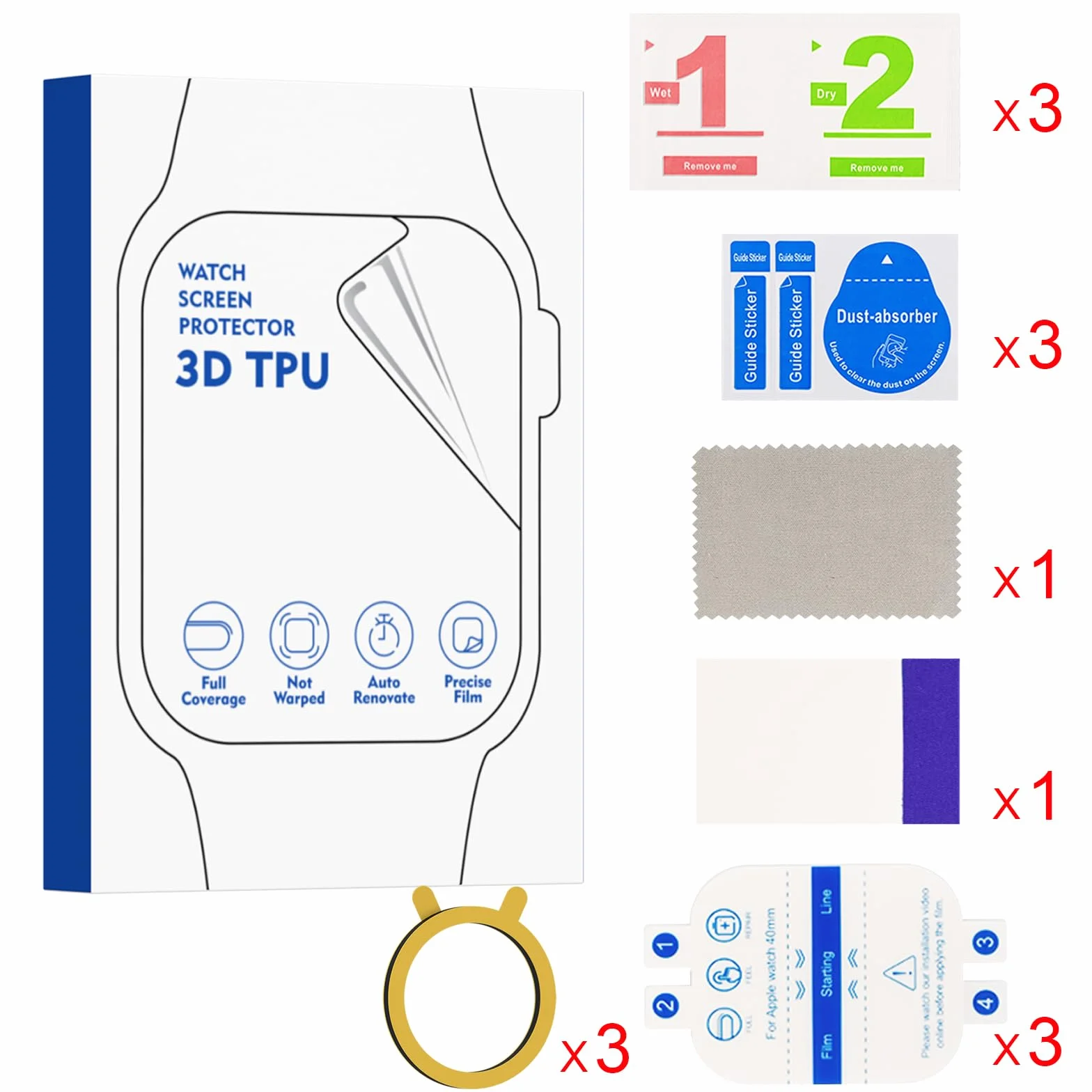 Mugust Folia ochronna do zegarka Apple Watch Series SE3/SE2/SE/6/5/4, 44 mm, elastyczny TPU, do iWatch 44 mm, ochrona wyświetlacza bez pęcherzyków powietrza, miękka folia HD przezroczysta na