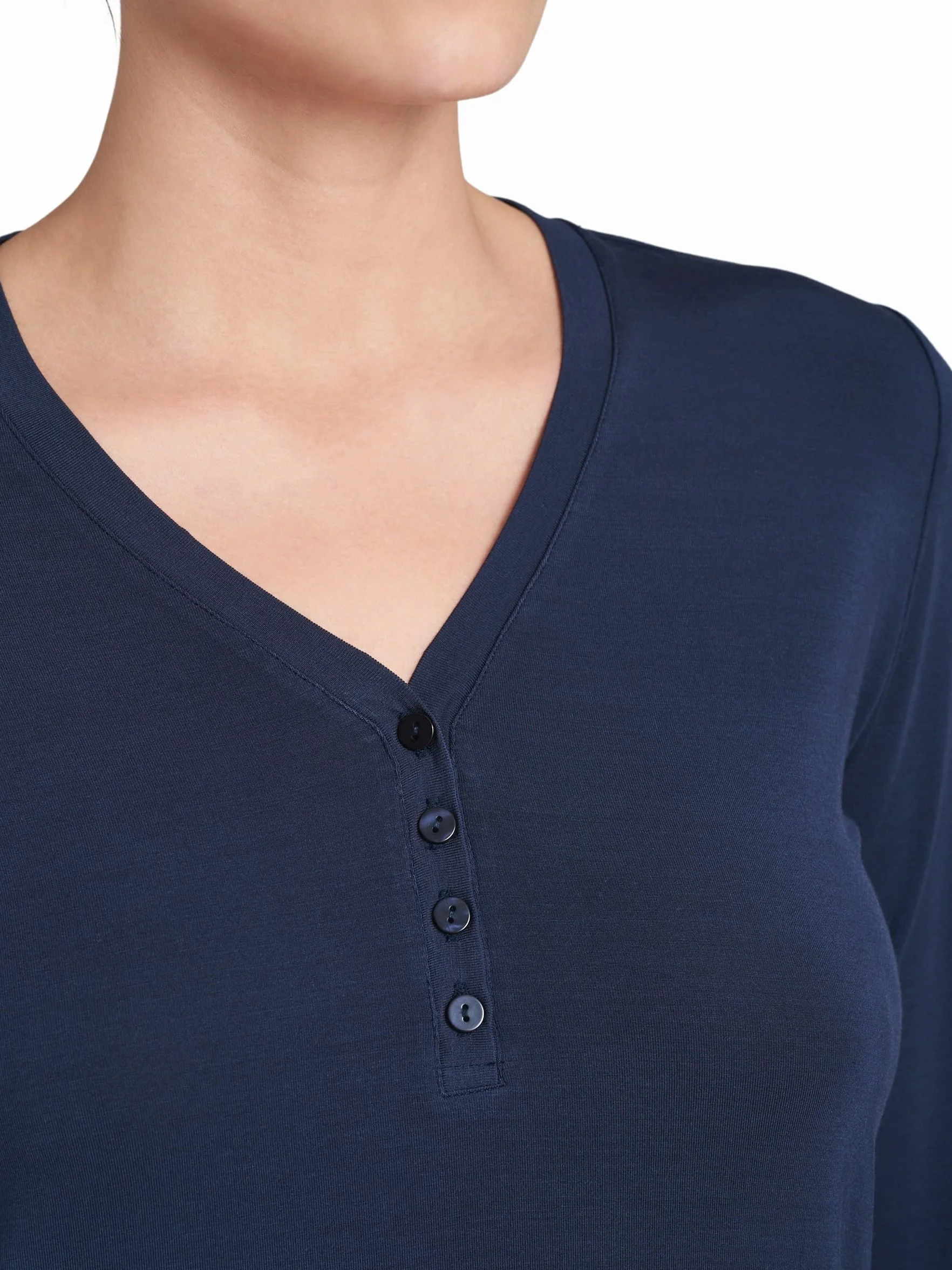 Schiesser Góra od pidżamy Kobiety Schlafshirt Knopfleiste langarm