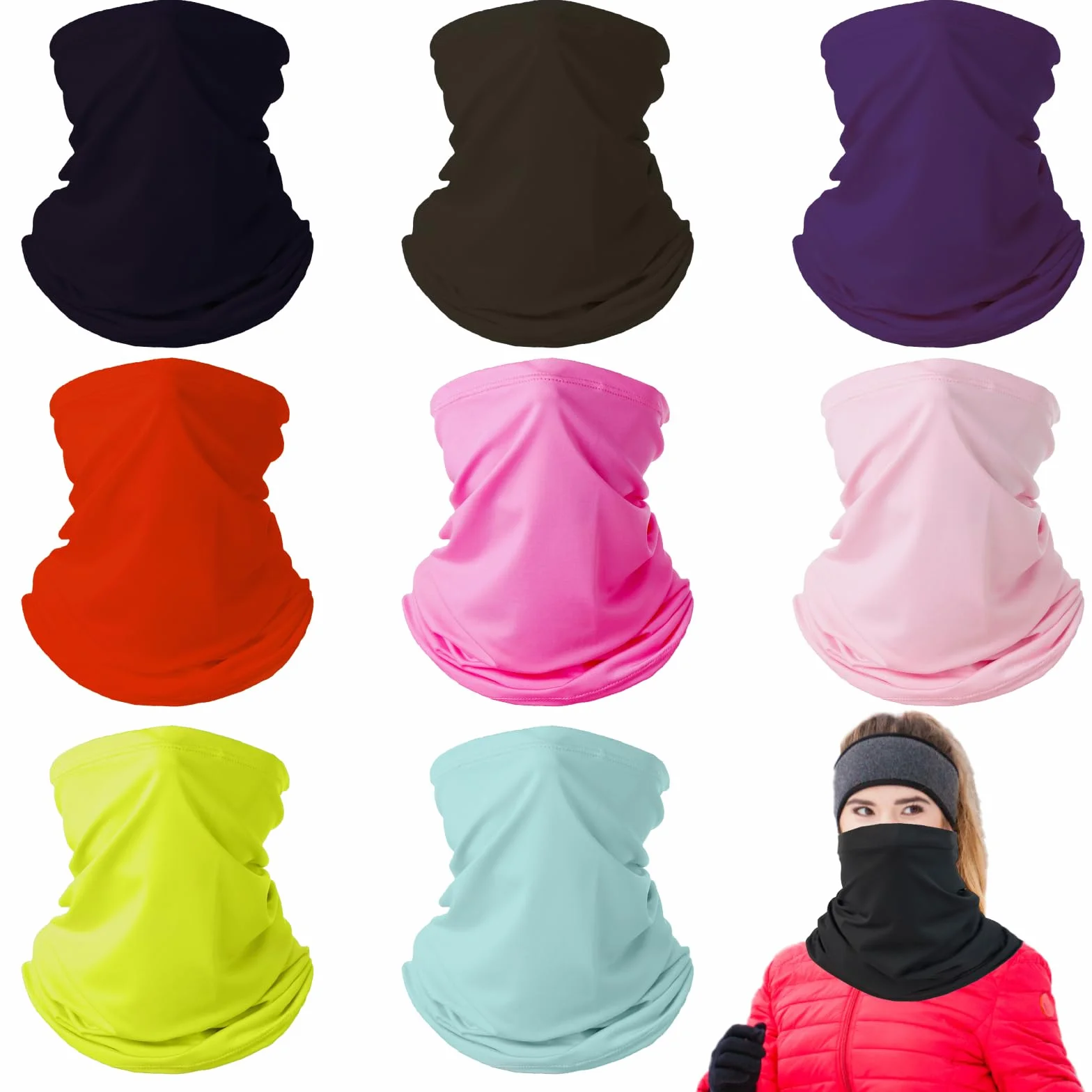 8 sztuk chusty wielofunkcyjne, elastyczne, sportowe, bezszwowe, odporne na promieniowanie UV, unisex, do jogi, biegania, wędrówek, jazdy motocyklem, jednokolorowy, Rozmiar uniwersalny